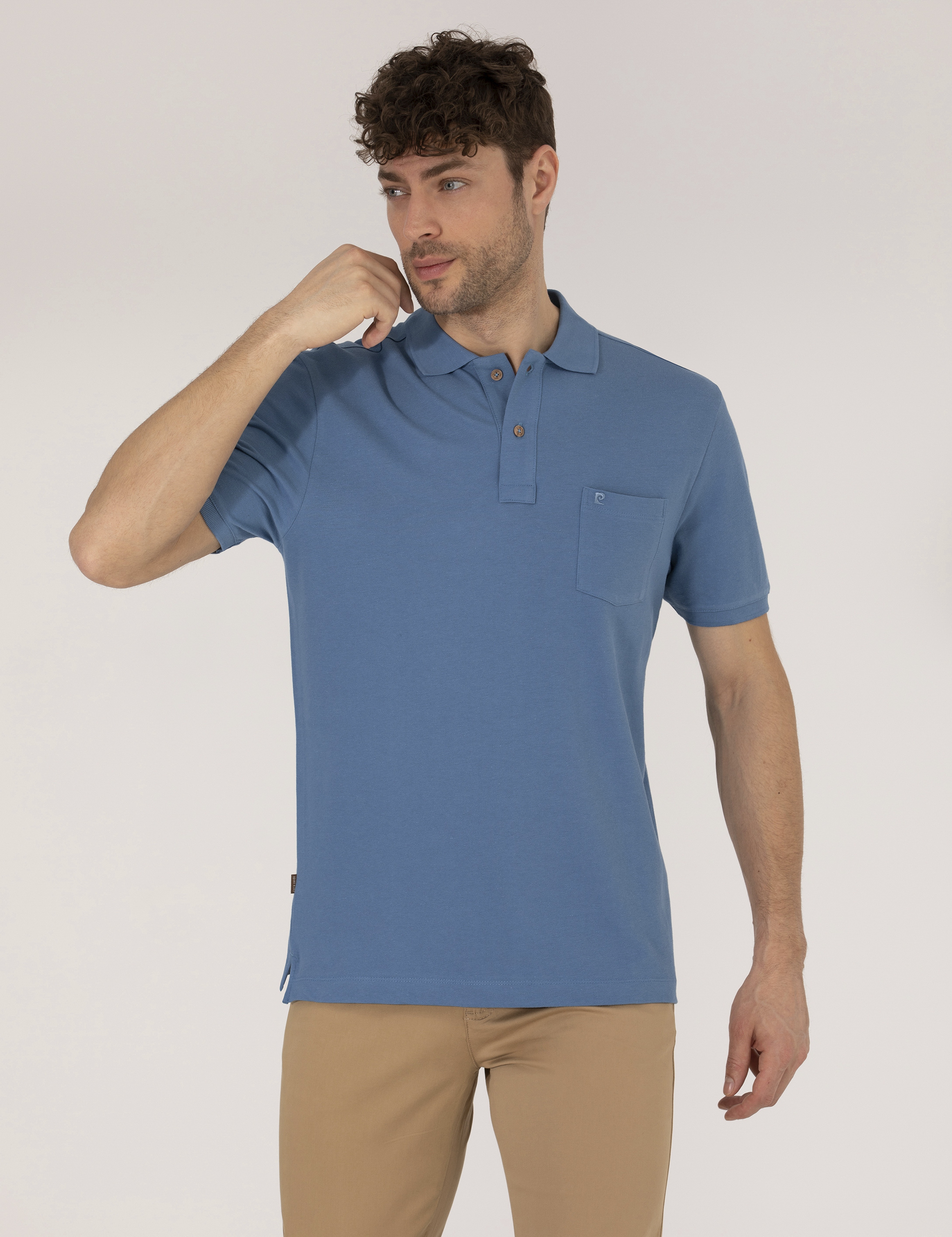 Koyu Mavi Regular Fit Polo Yaka Basic Tişört - Image 1