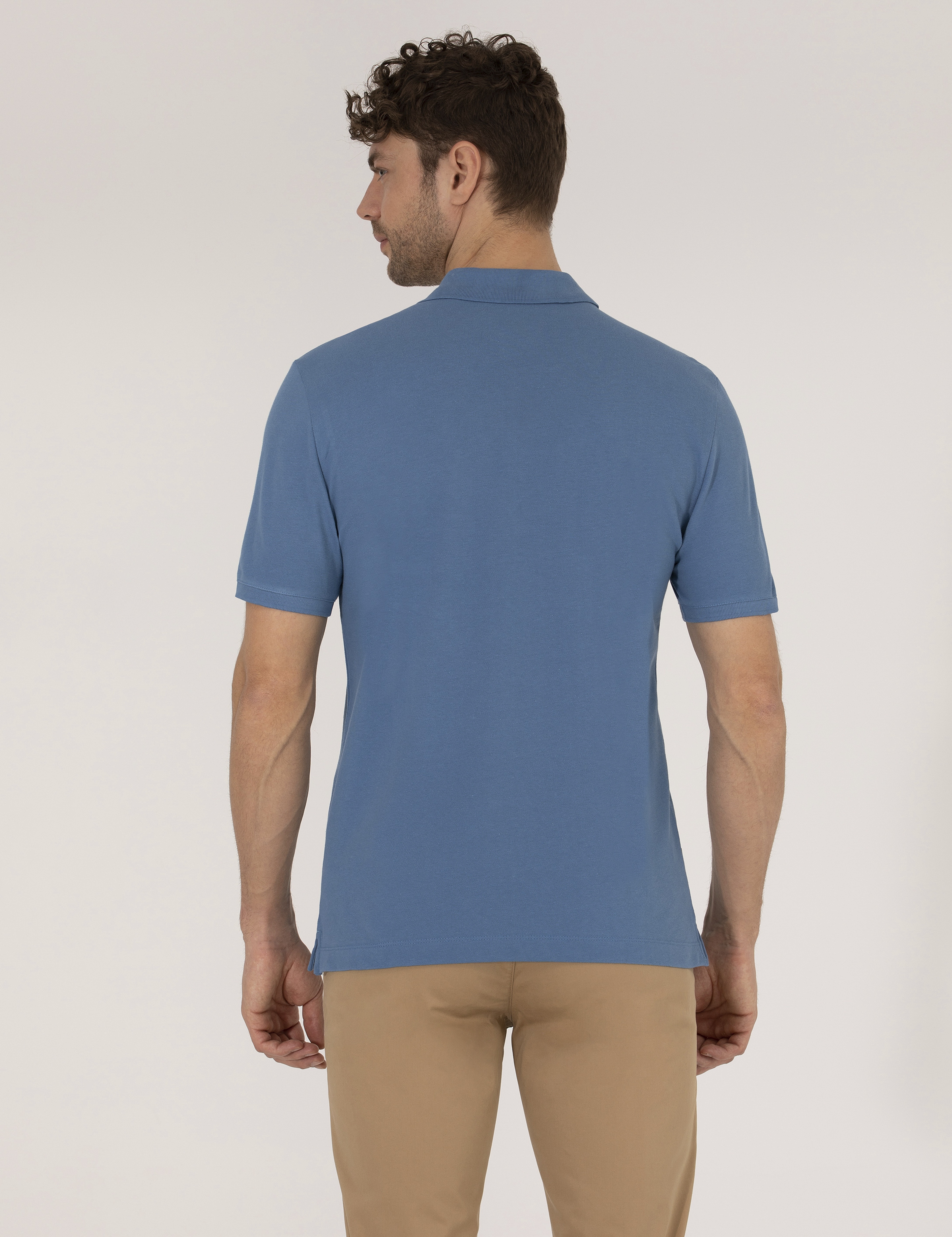 Koyu Mavi Regular Fit Polo Yaka Basic Tişört - Image 5