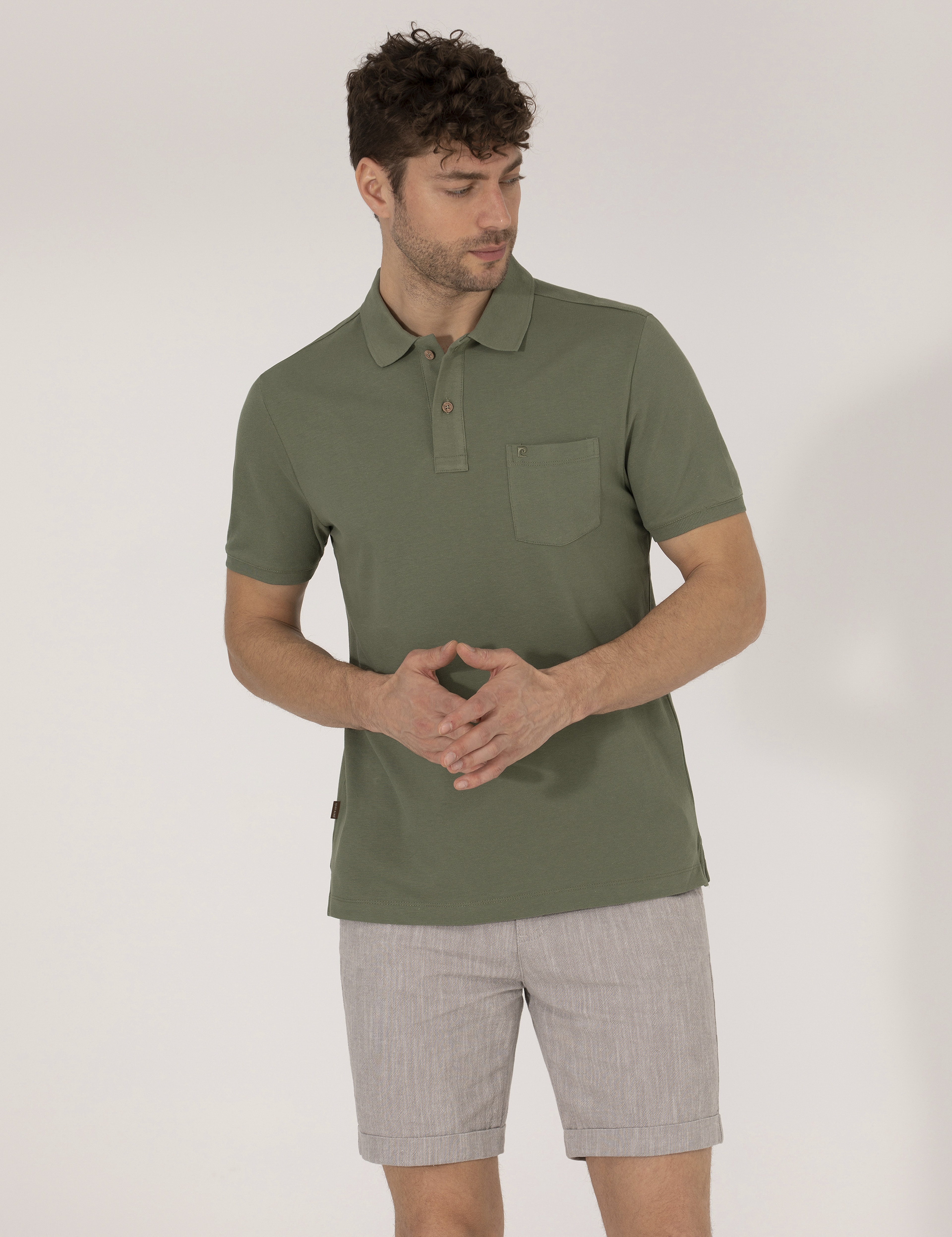 Haki Regular Fit Polo Yaka Basic Tişört