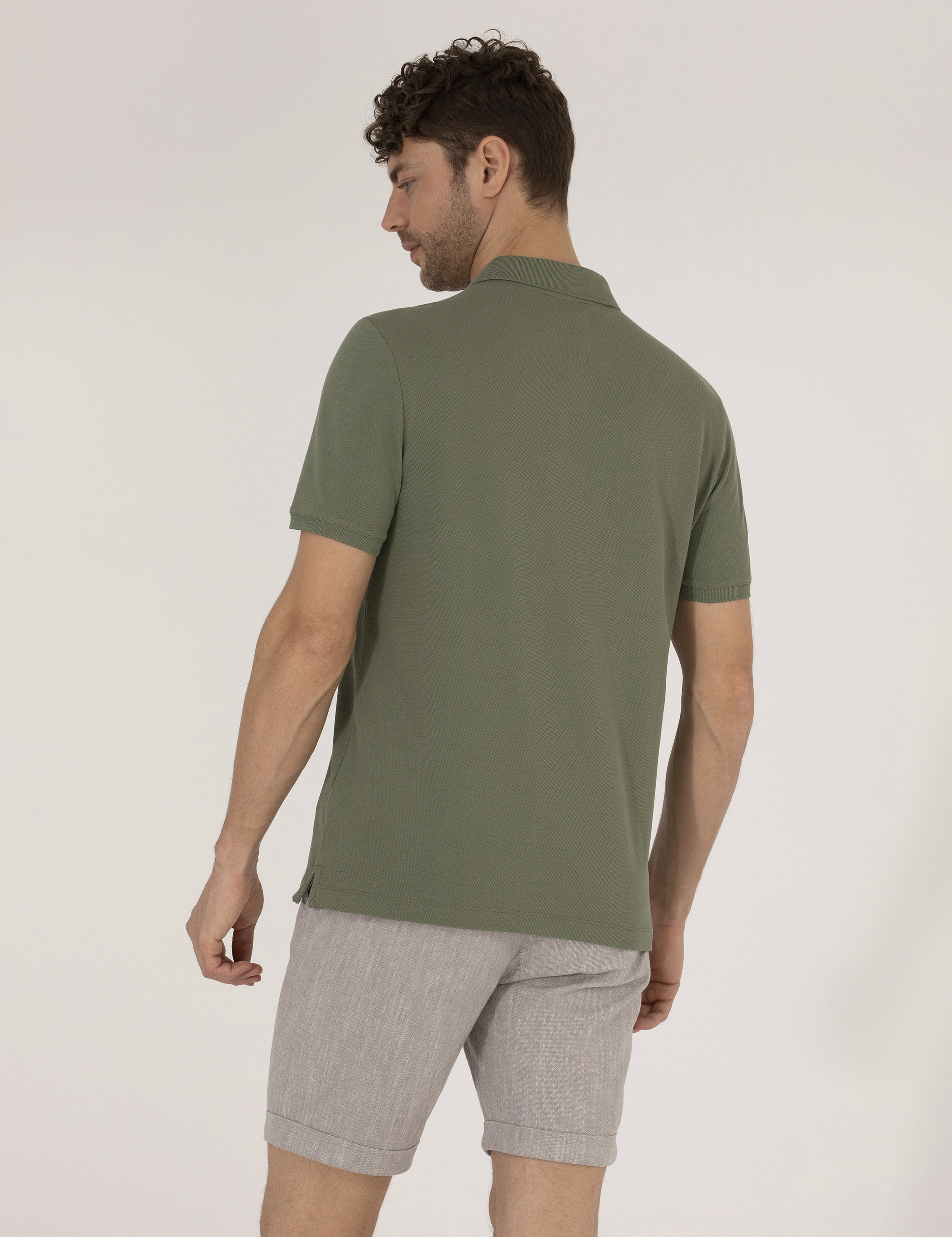 Haki Regular Fit Polo Yaka Basic Tişört - Image 5