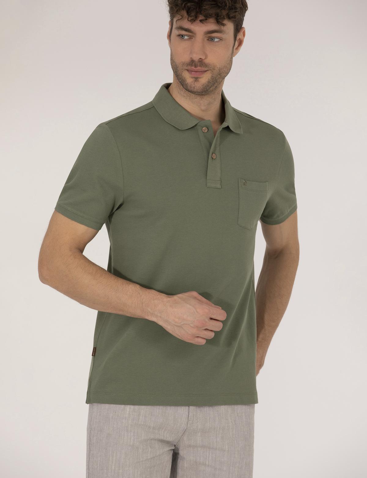 Haki Regular Fit Polo Yaka Basic Tişört - 50262659109