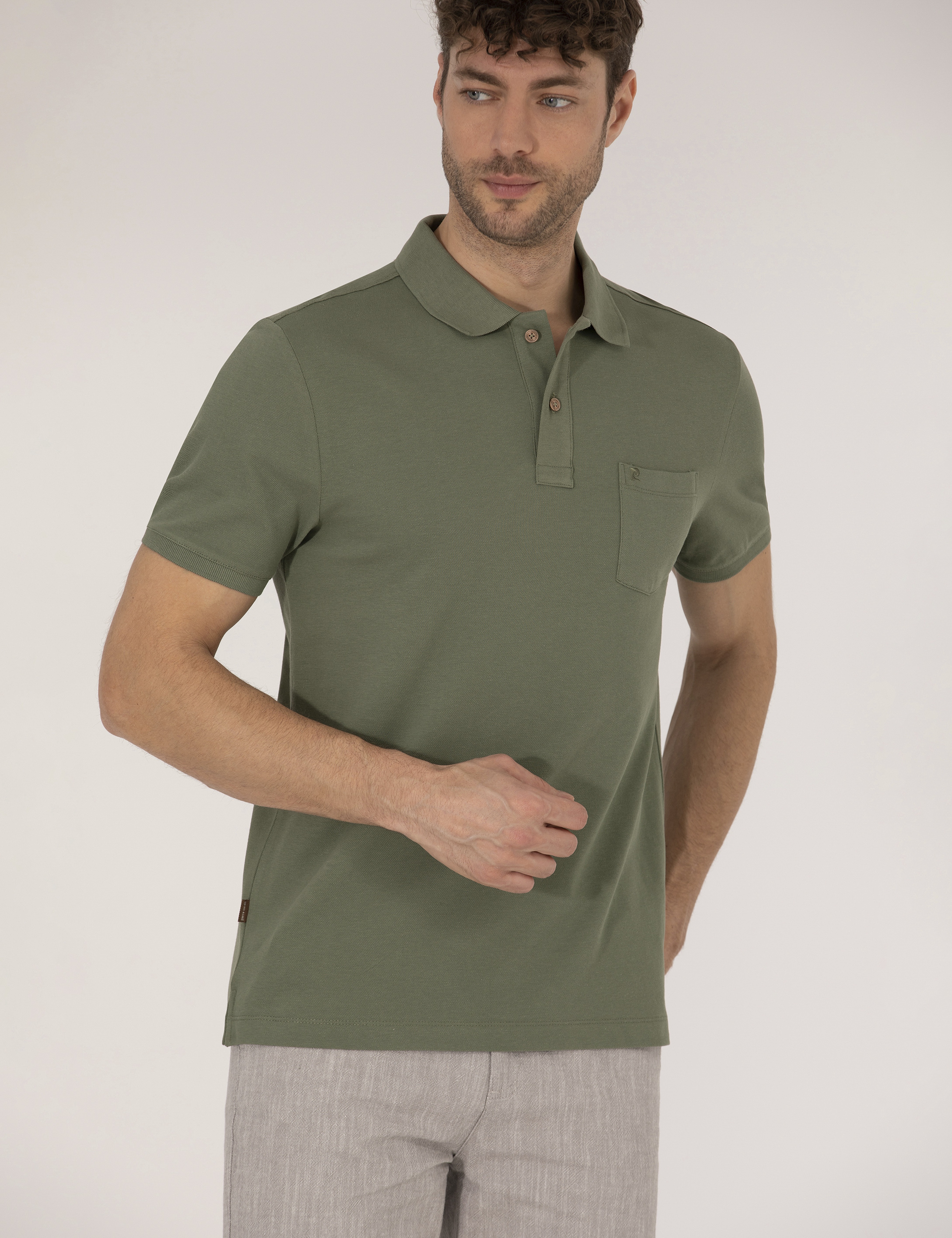 Haki Regular Fit Polo Yaka Basic Tişört - Image 2
