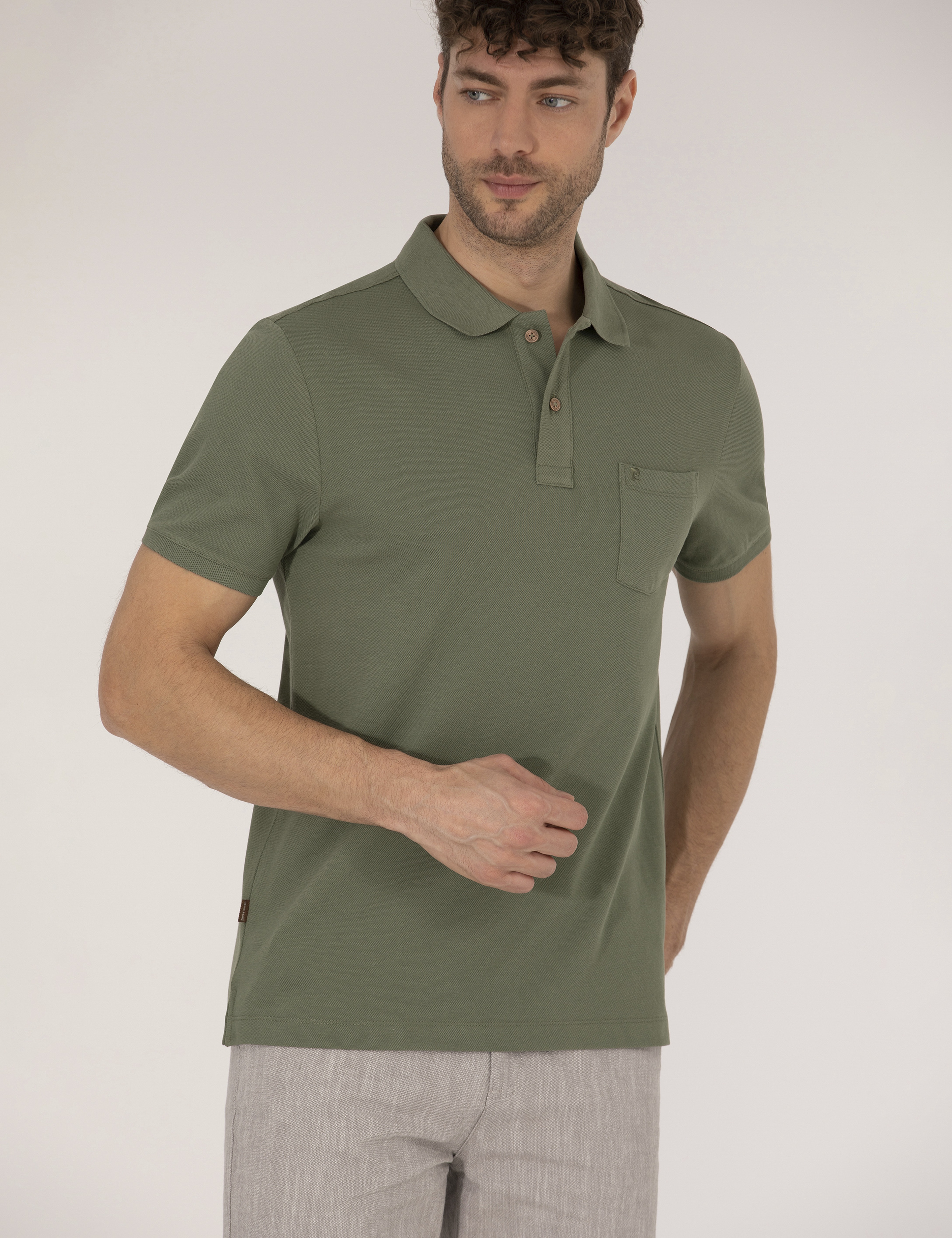 Haki Regular Fit Polo Yaka Basic Tişört