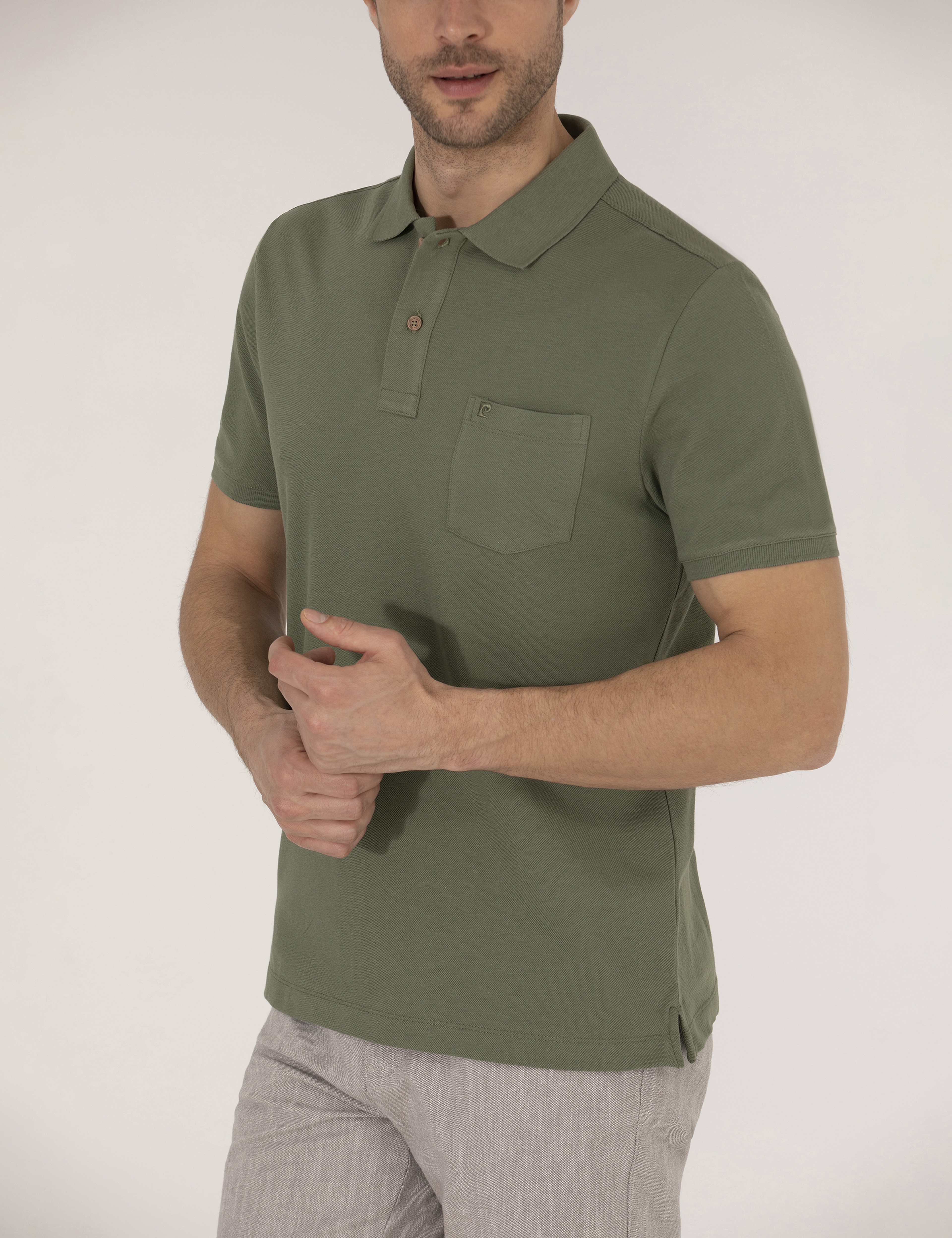Haki Regular Fit Polo Yaka Basic Tişört - Image 6