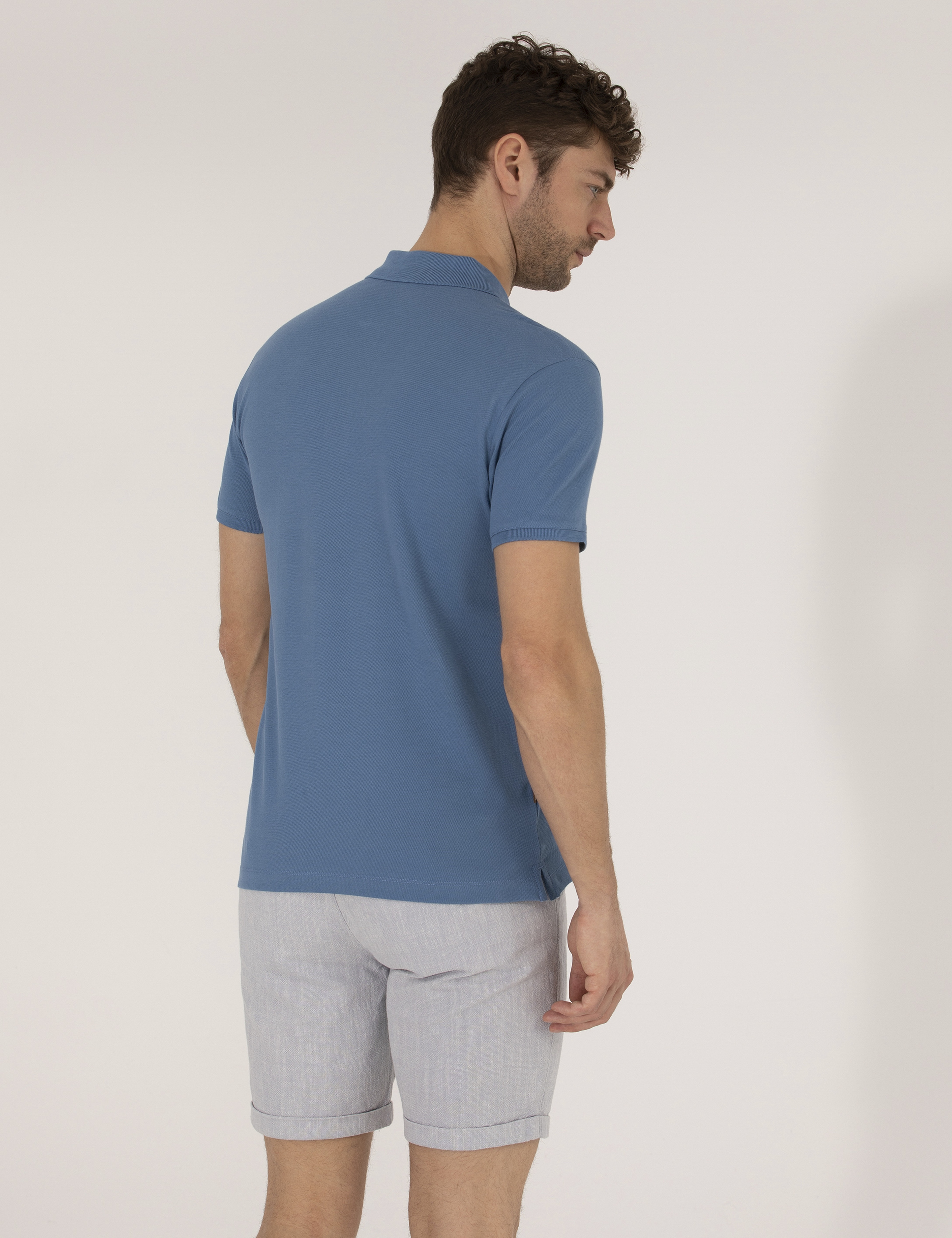 Koyu Mavi Regular Fit Polo Yaka Basic Tişört