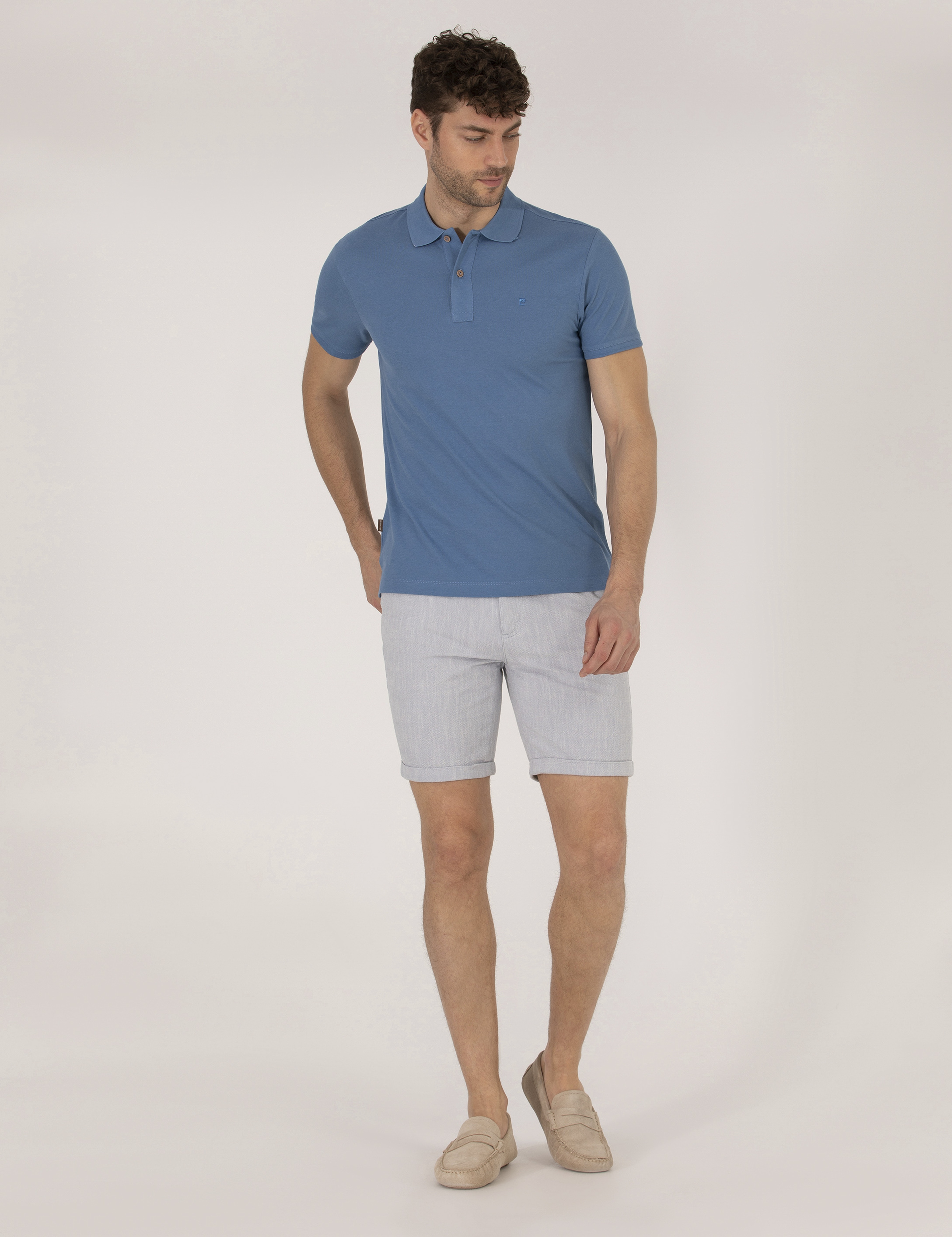 Koyu Mavi Regular Fit Polo Yaka Basic Tişört - Image 2
