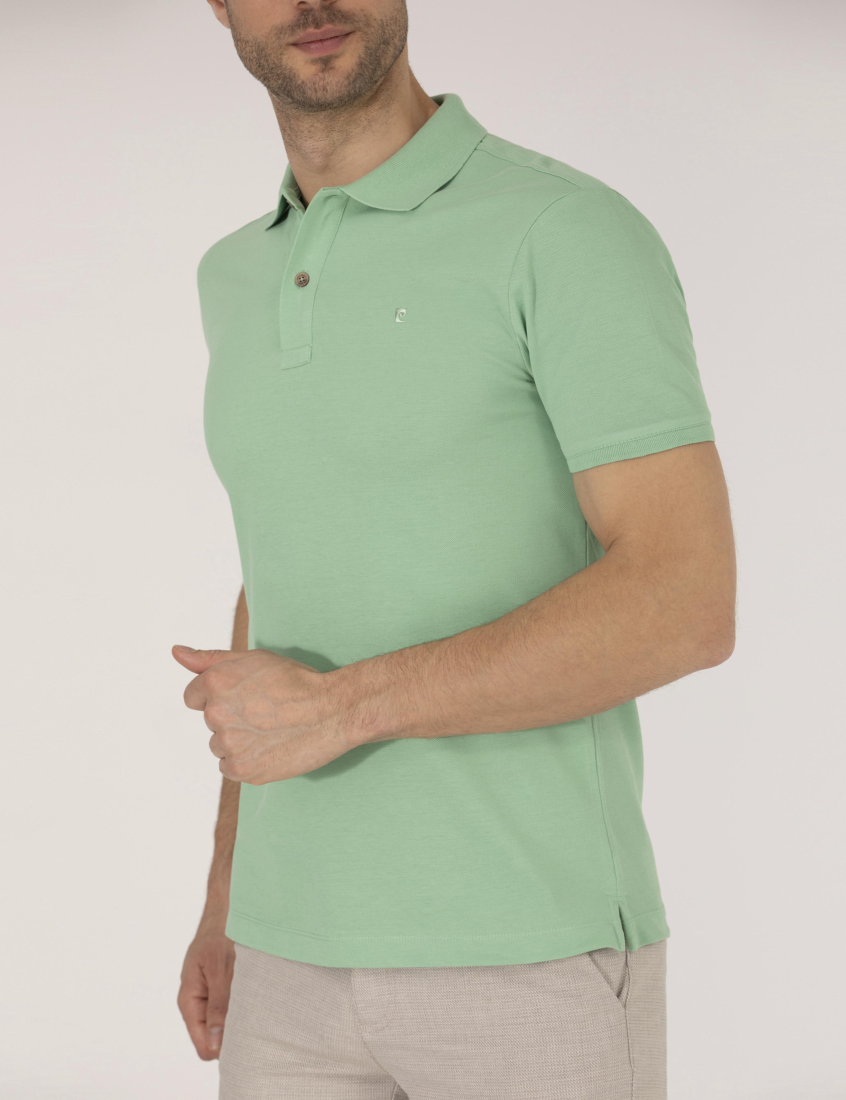 Açık Yeşil Slim Fit Polo Yaka Basic Tişört