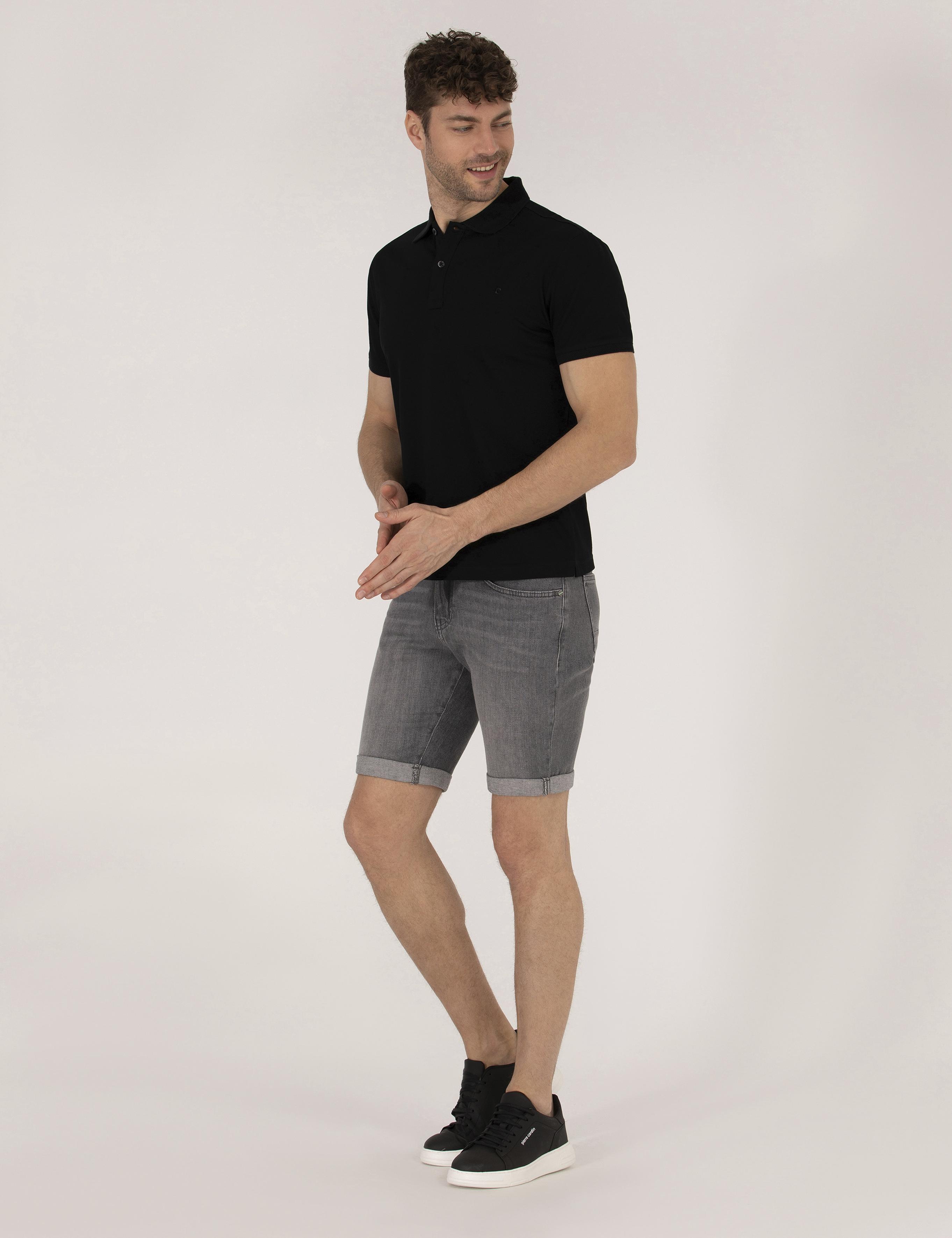 Siyah Regular Fit Polo Yaka Merserize Tişört