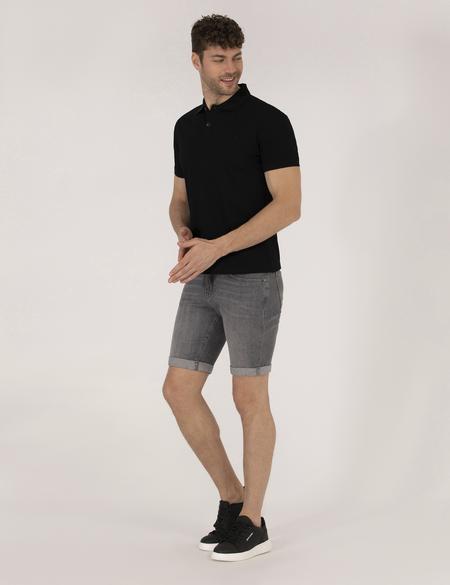 Siyah Regular Fit Polo Yaka Merserize Tişört - 50262665039