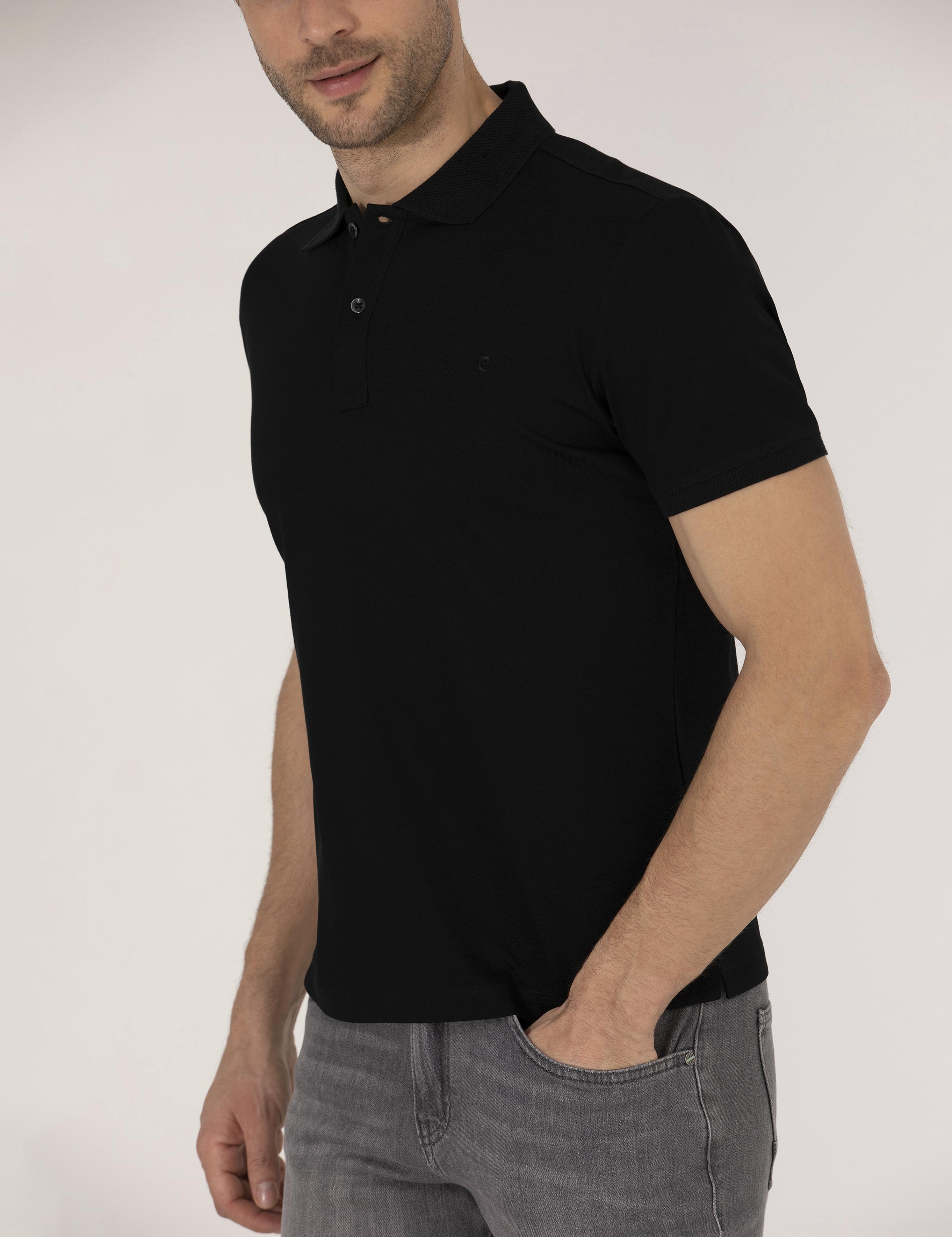 Siyah Regular Fit Polo Yaka Merserize Tişört