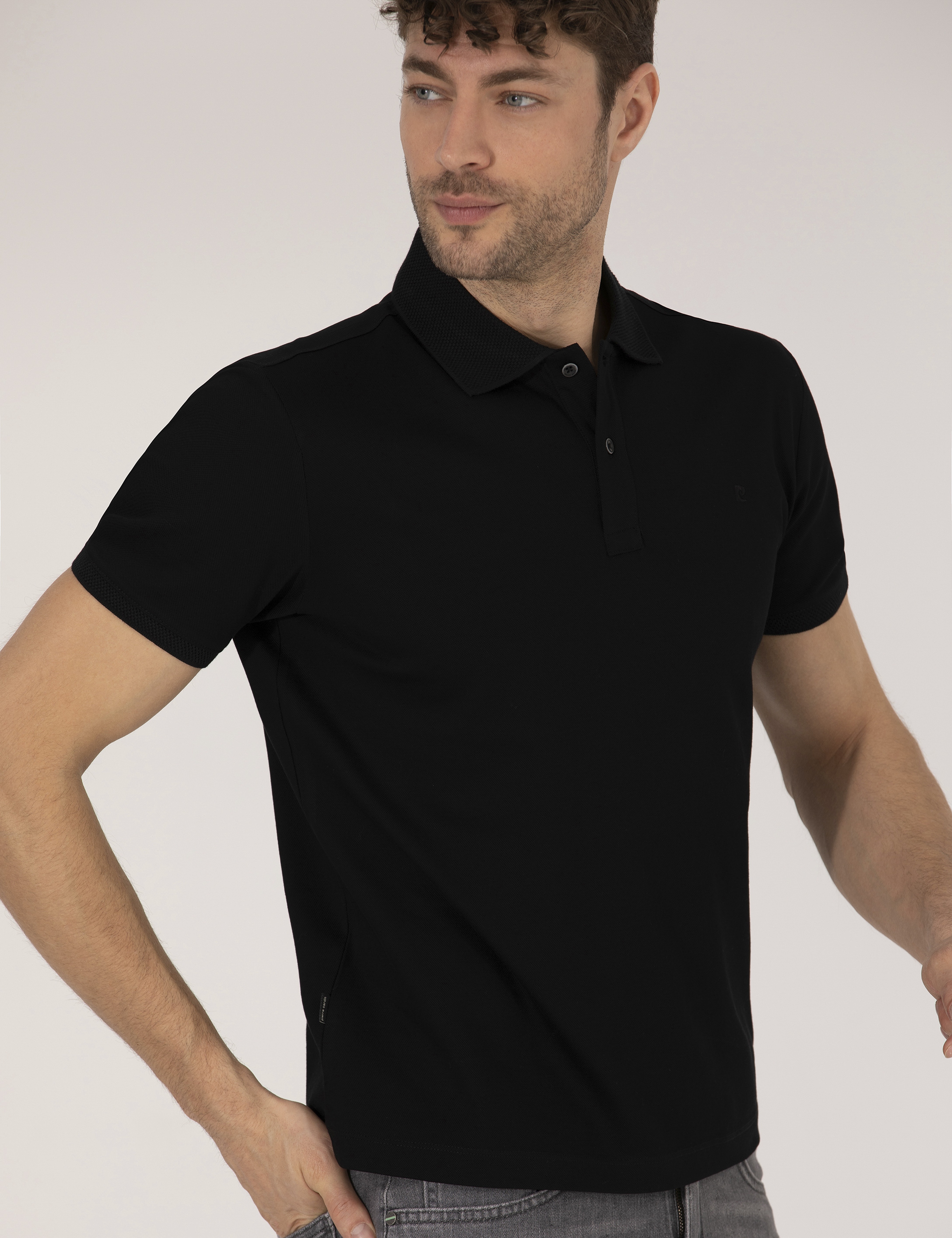 Siyah Regular Fit Polo Yaka Merserize Tişört