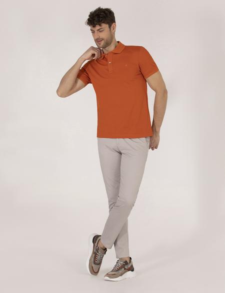 Kahverengi Regular Fit Polo Yaka Merserize Tişört - 50262665213