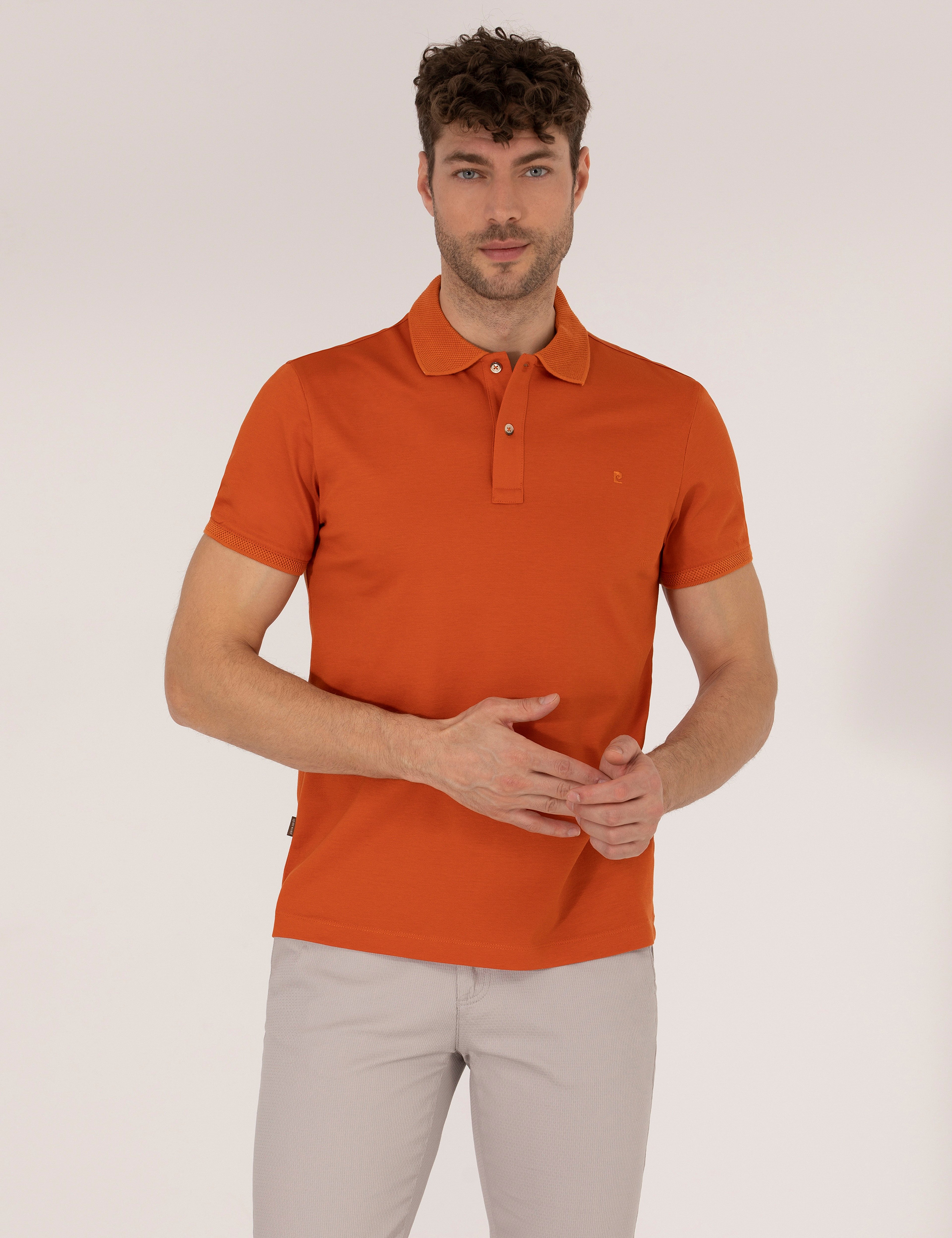 Kahverengi Regular Fit Polo Yaka Merserize Tişört - Image 1