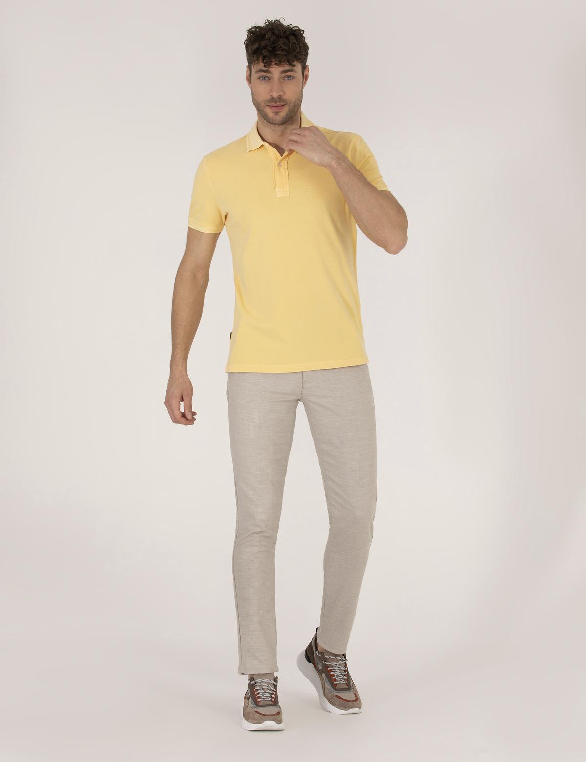 Açık Sarı Slim Fit Polo Yaka Tişört - 50264742074
