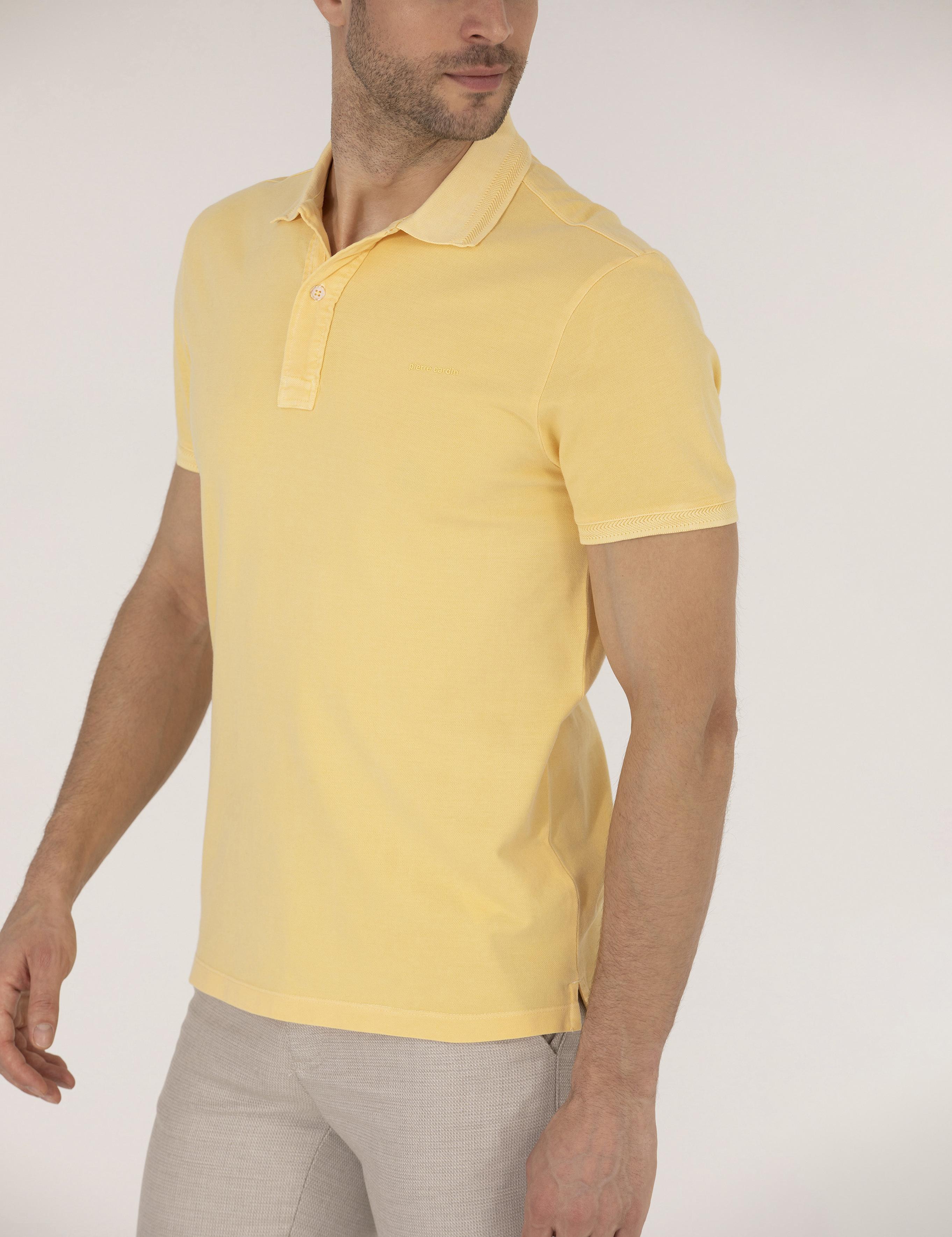 Açık Sarı Slim Fit Polo Yaka Tişört