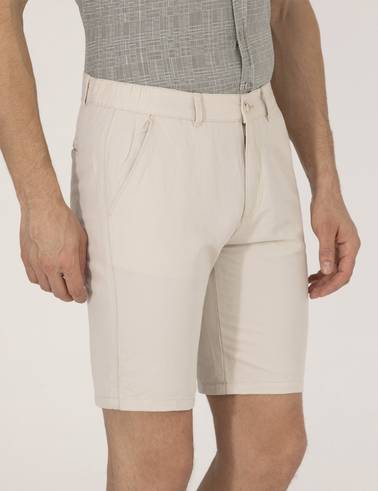 Taş Slim Fit Keten Karışımlı Beli Lastikli Bermuda Şort