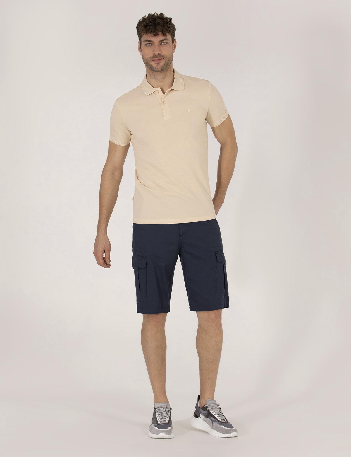 Lacivert Comfort Fit Kargo Cepli Şort