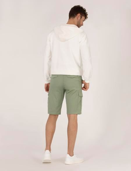 Haki Comfort Fit Kargo Cepli Bermuda Şort - 50264881040