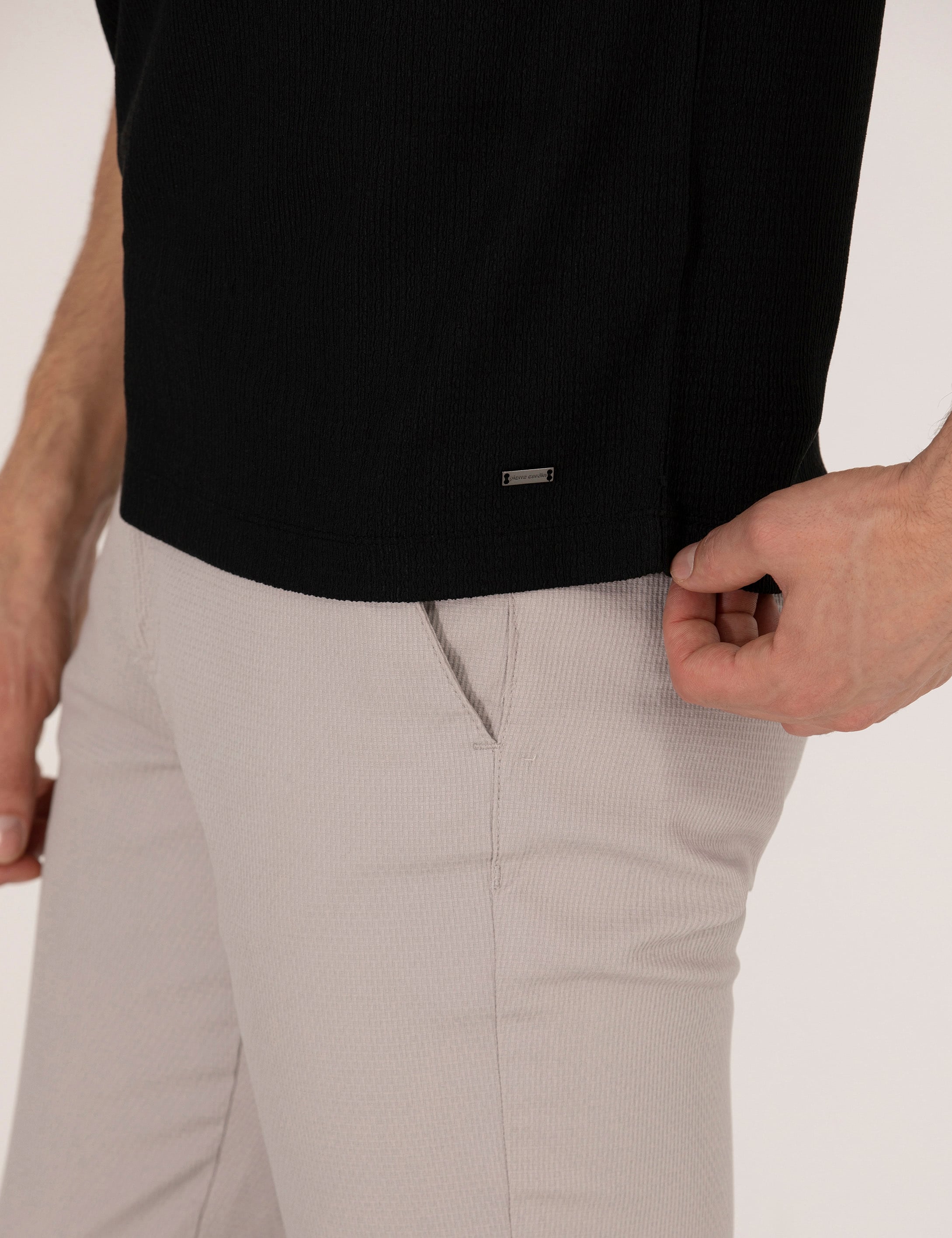 Siyah Slim Fit Dokulu Polo Yaka Tişört - Image 7