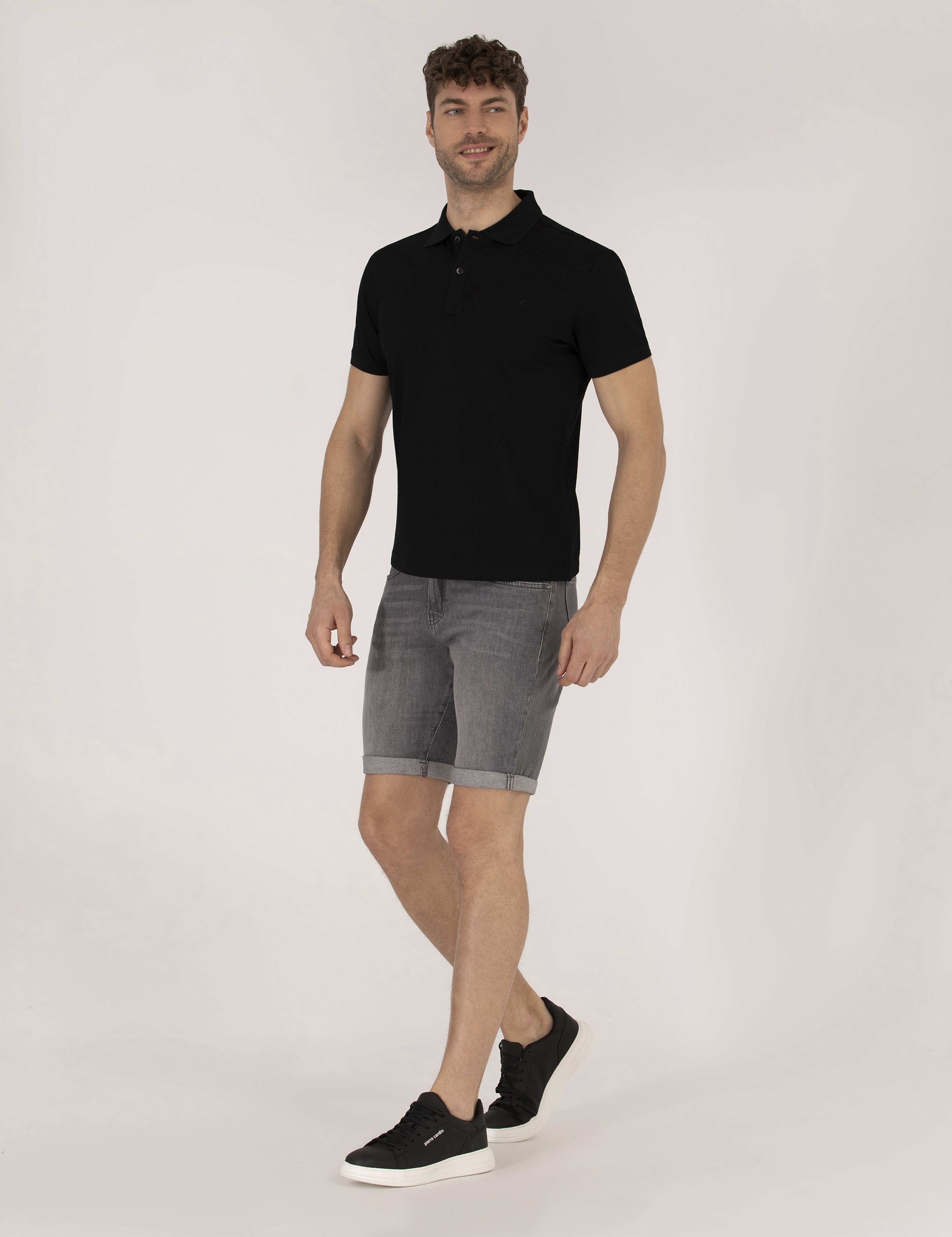 Gri Slim Fit Jean Şort - Image 1