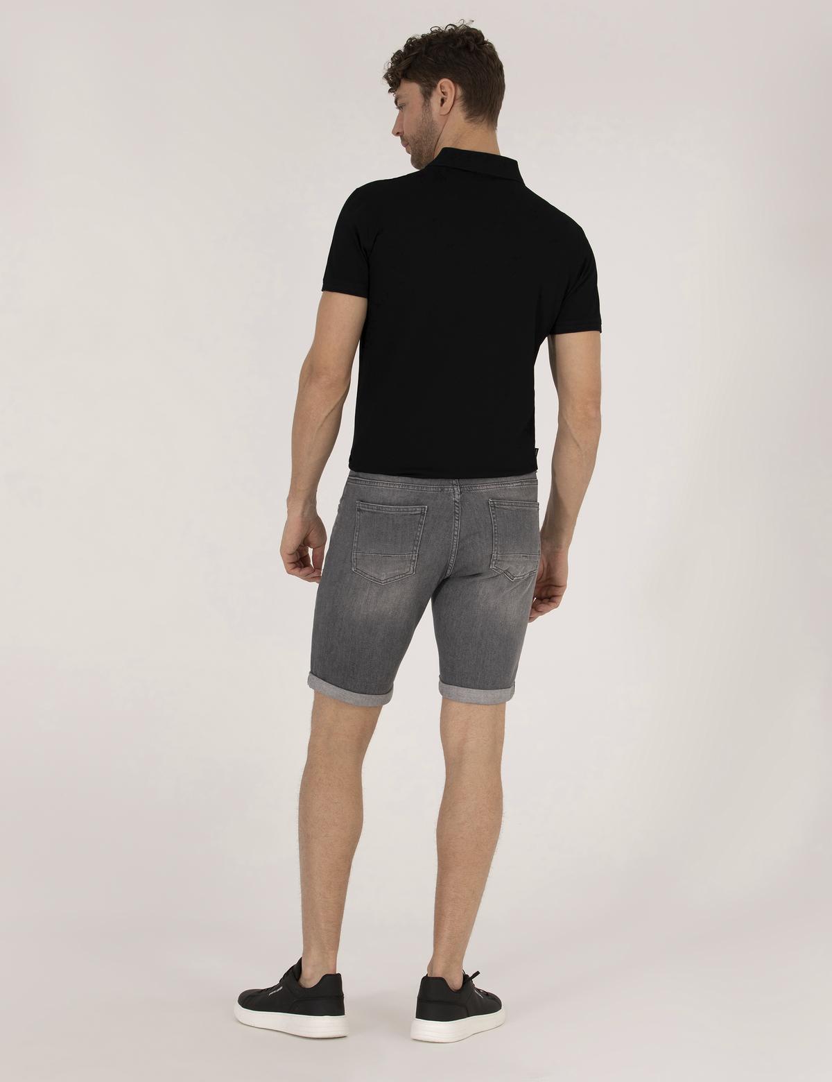 Gri Slim Fit Jean Şort - 50267804002
