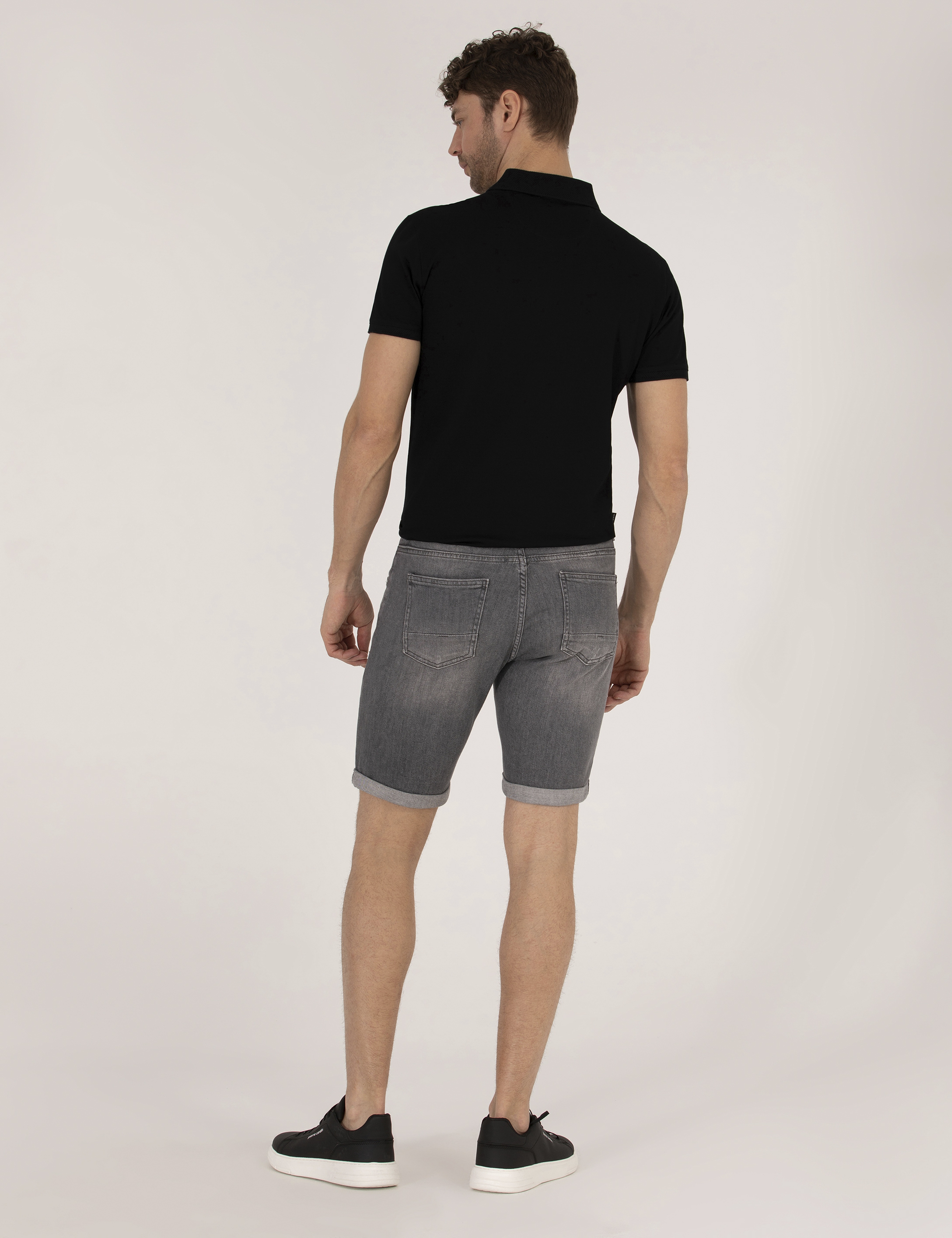 Gri Slim Fit Jean Şort - Image 4