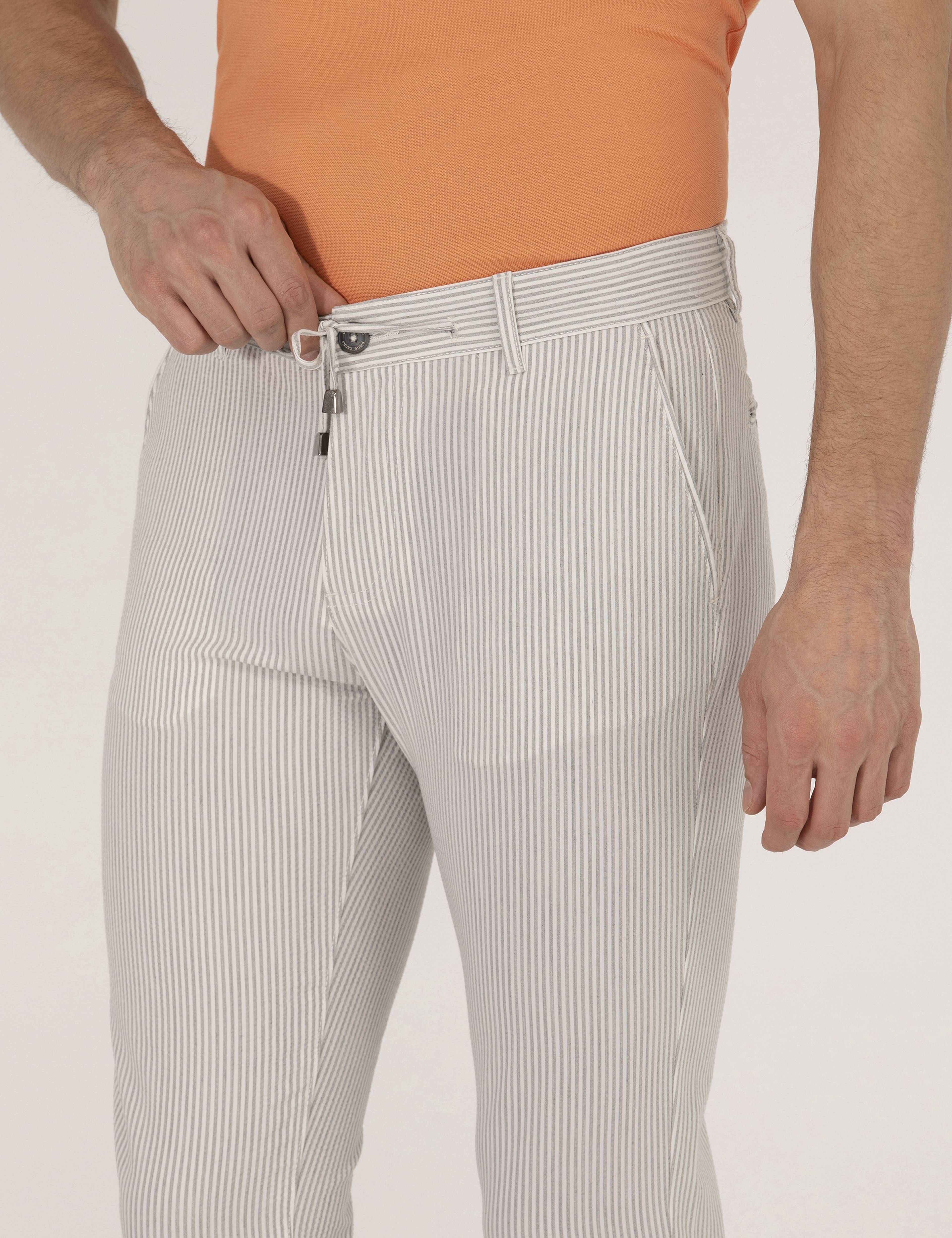 Gri Slim Fit Kanvas Pantolon - Image 5
