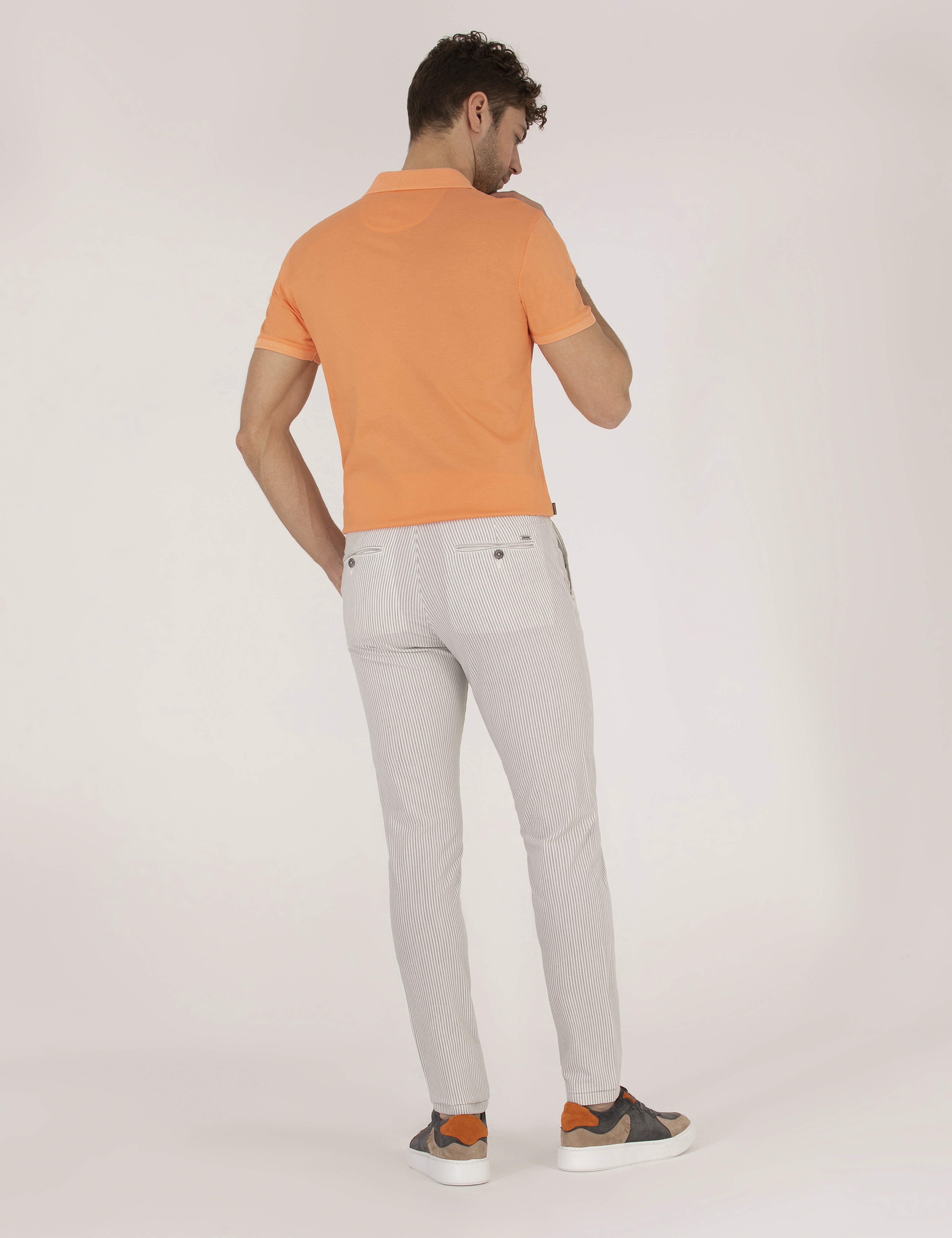 Gri Slim Fit Kanvas Pantolon