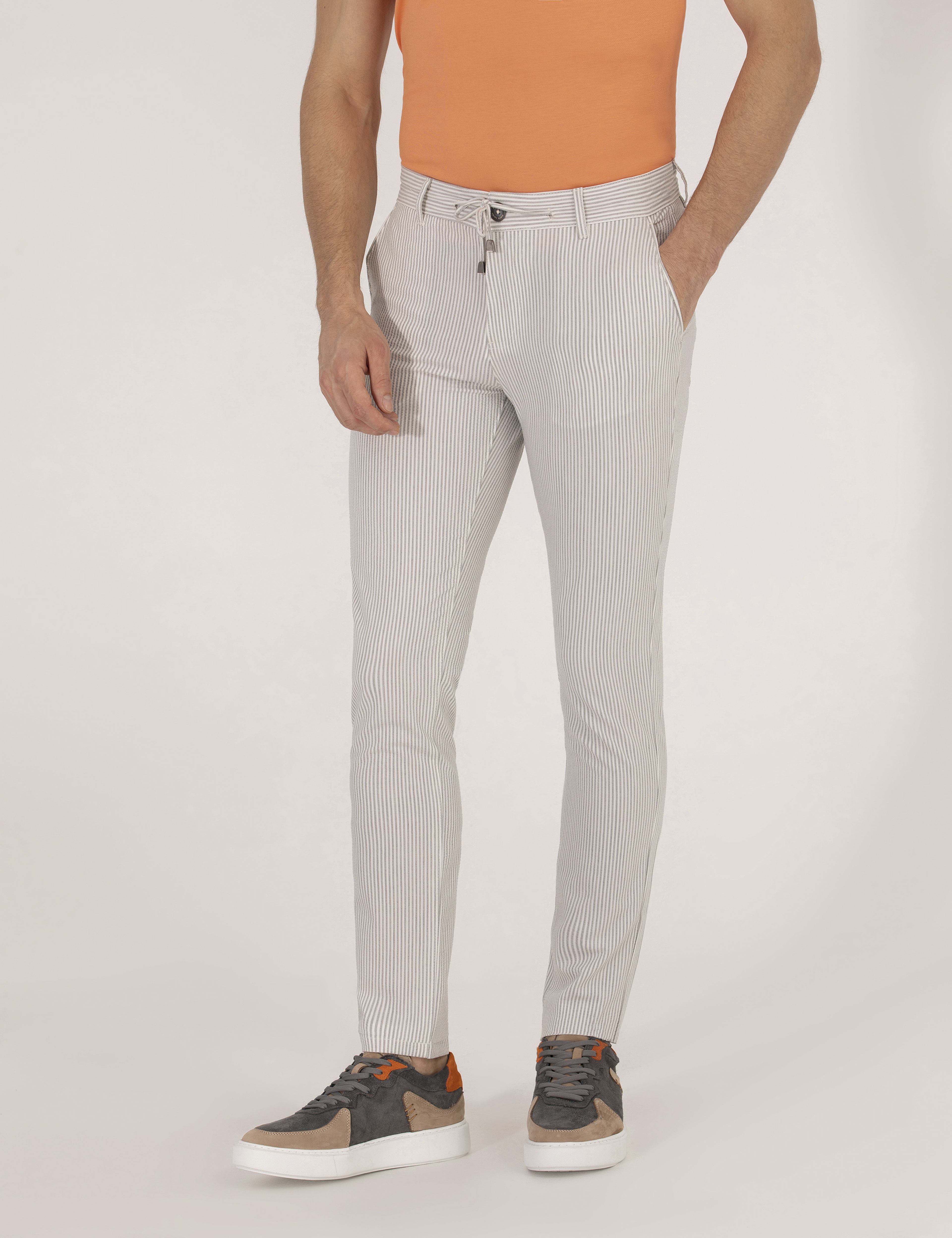 Gri Slim Fit Kanvas Pantolon - Image 2