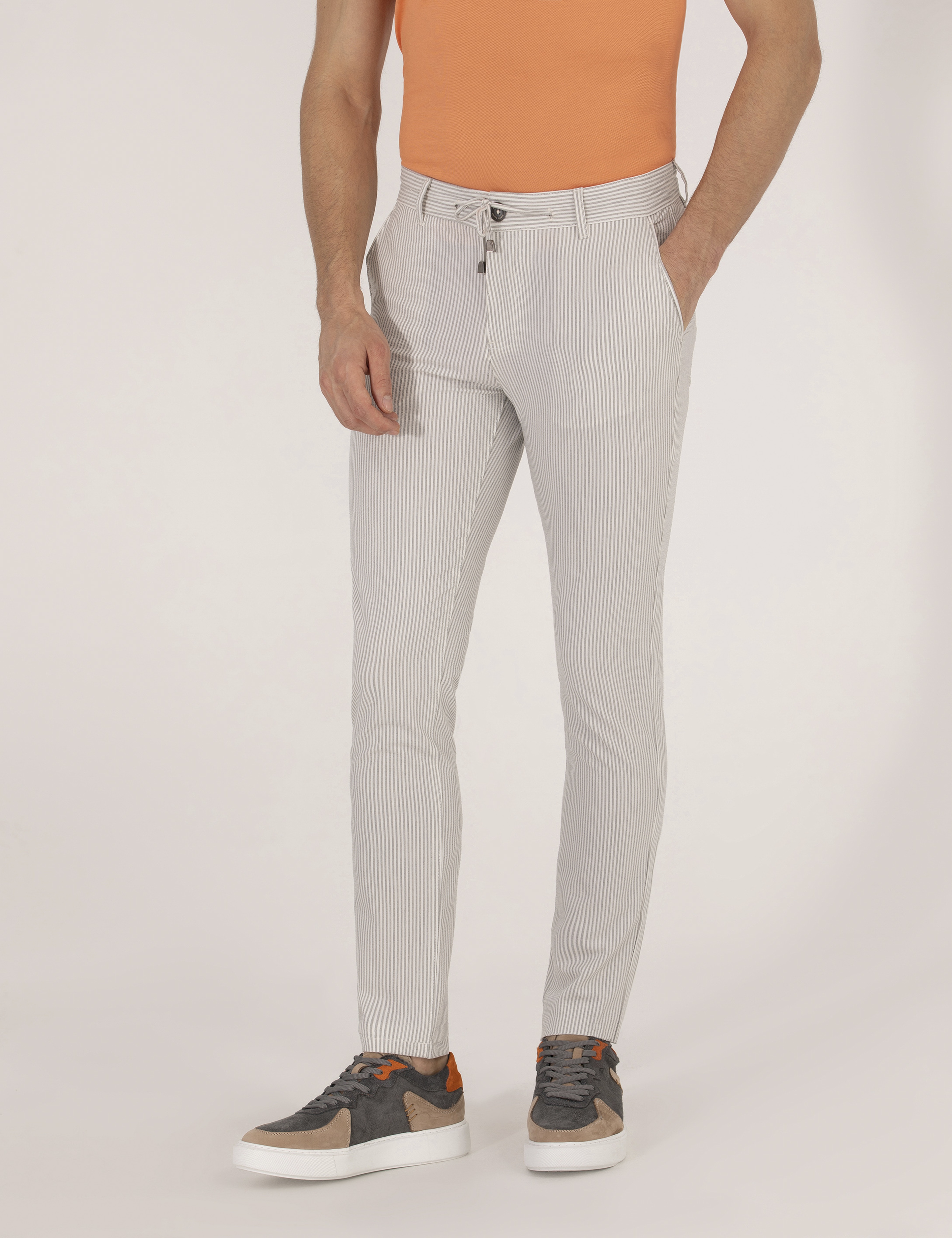 Gri Slim Fit Kanvas Pantolon