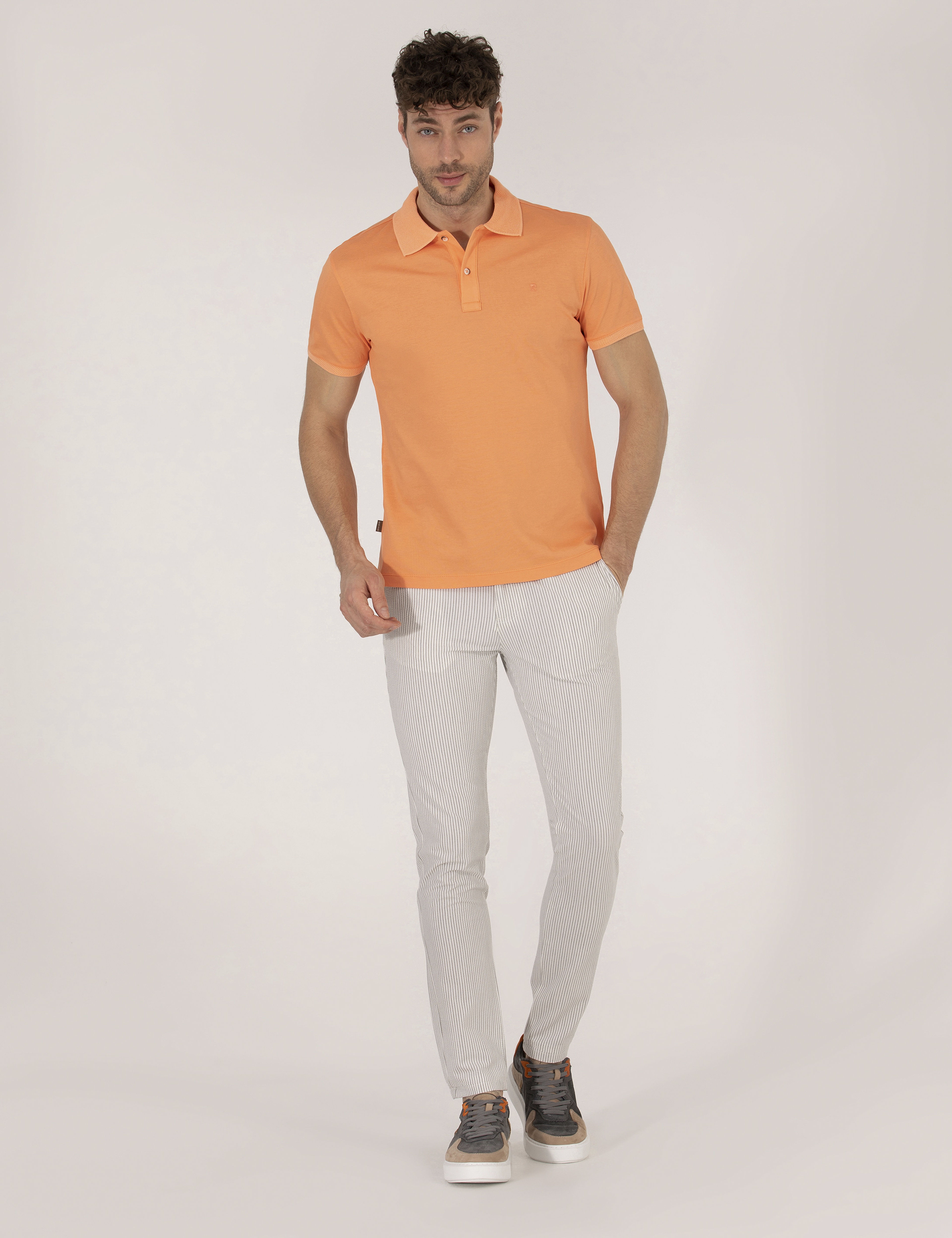 Gri Slim Fit Kanvas Pantolon - Image 1