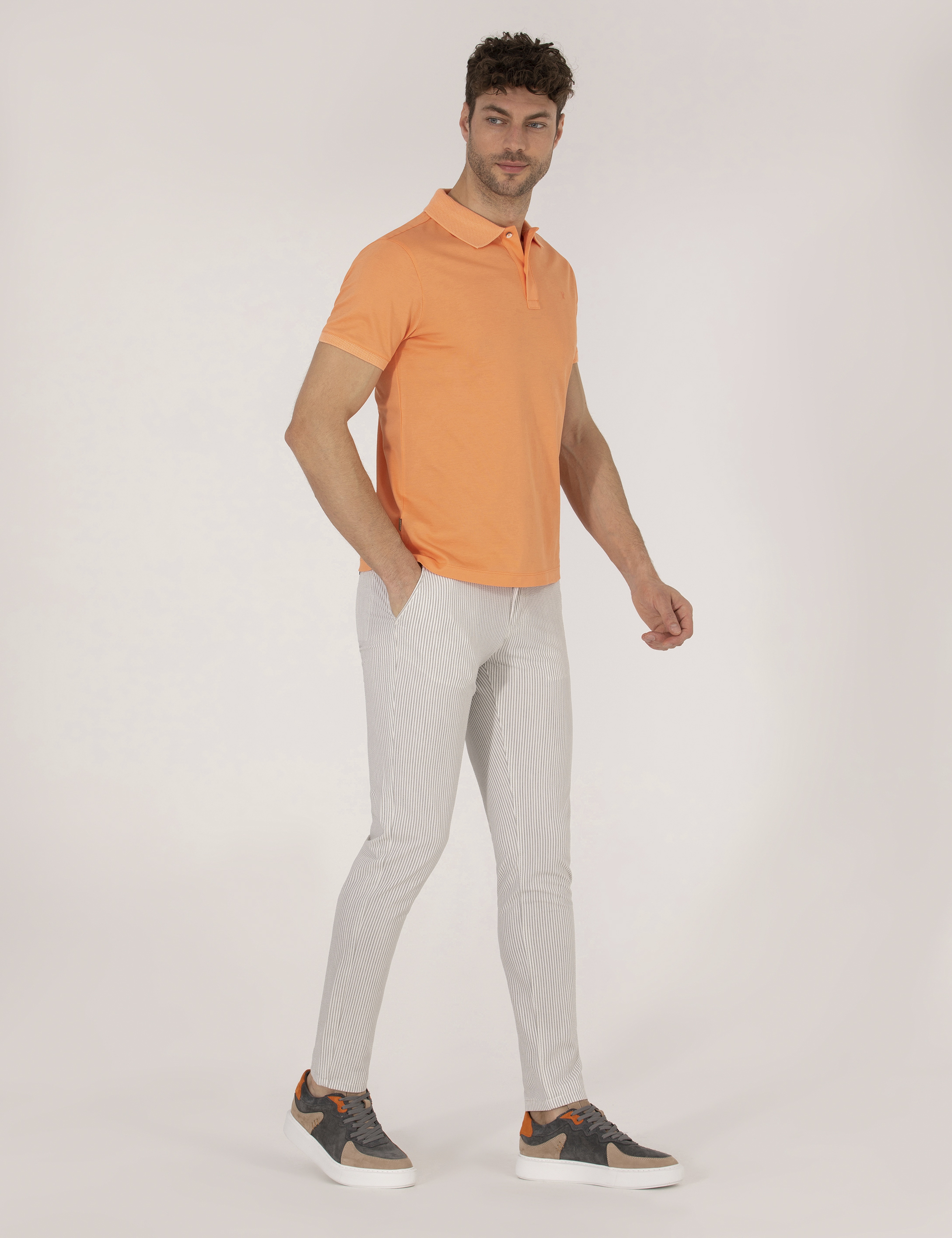 Gri Slim Fit Kanvas Pantolon