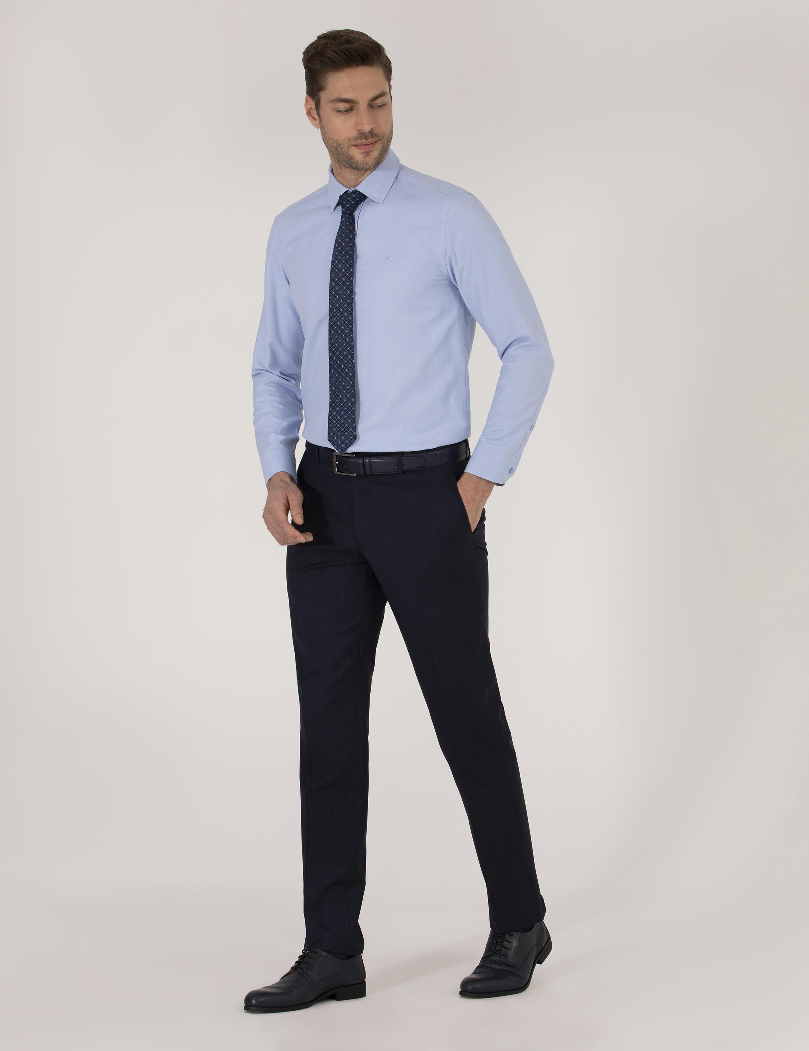 Koyu Mavi Slim Fit Oxford Gömlek