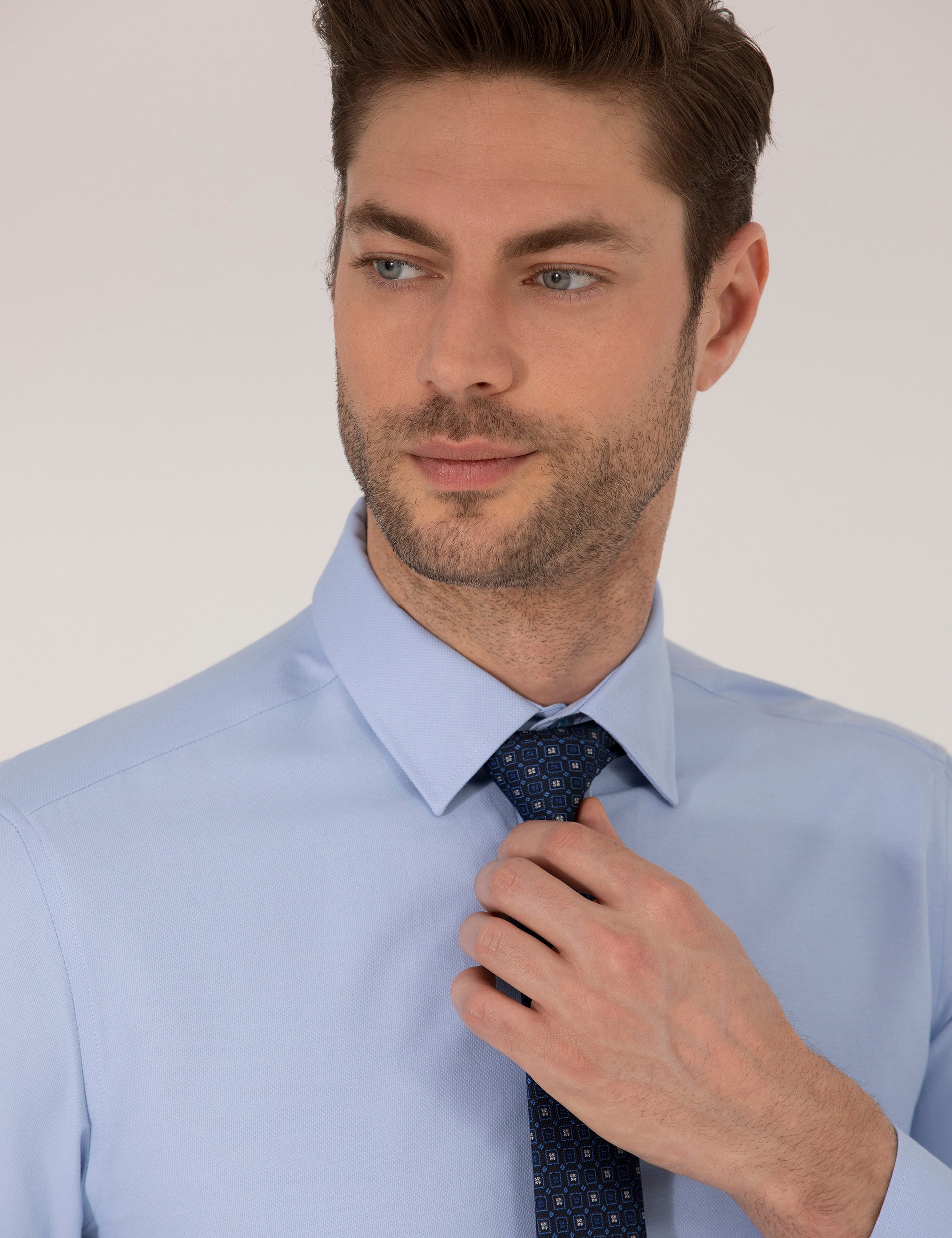 Koyu Mavi Slim Fit Oxford Gömlek - Image 4