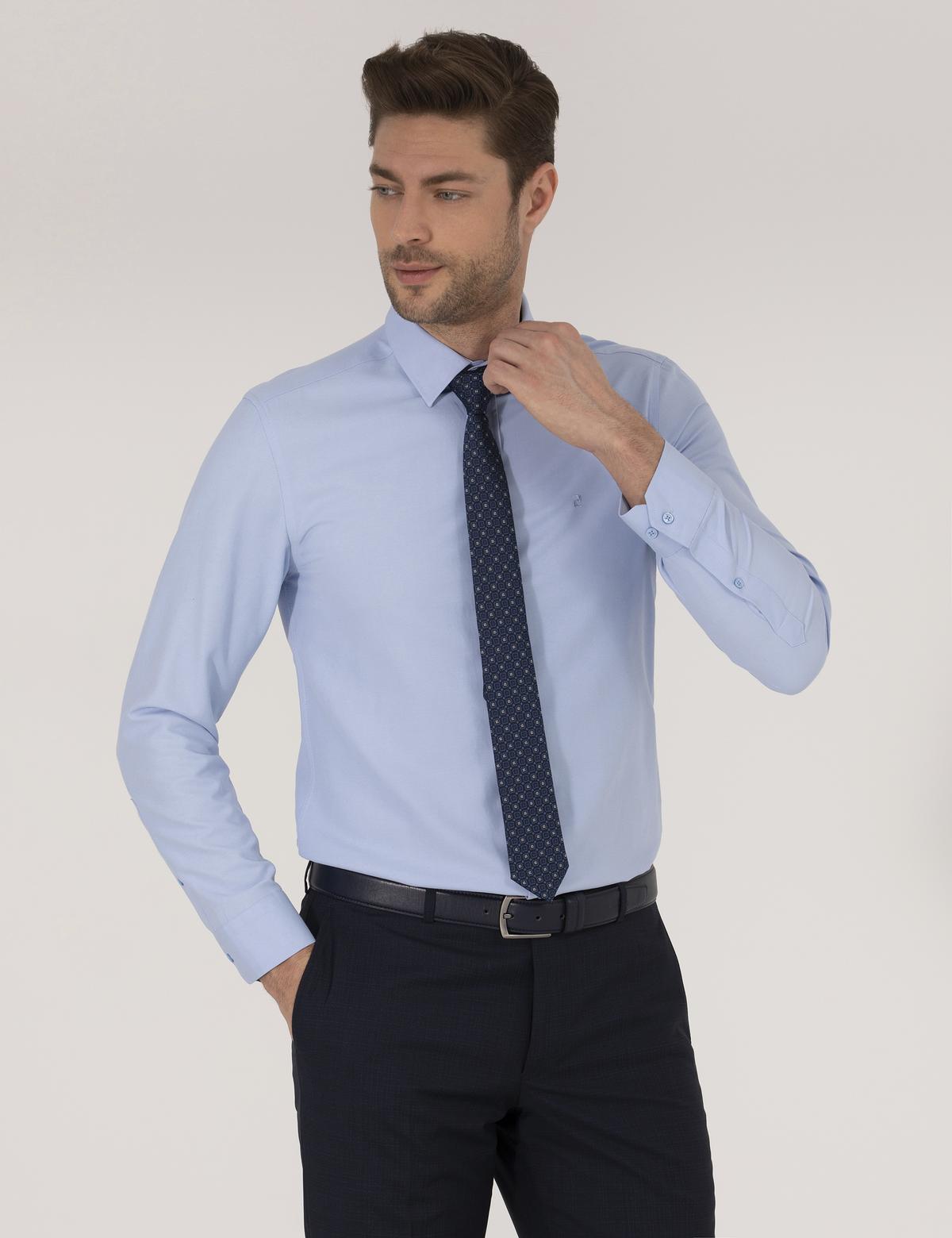 Koyu Mavi Slim Fit Oxford Gömlek