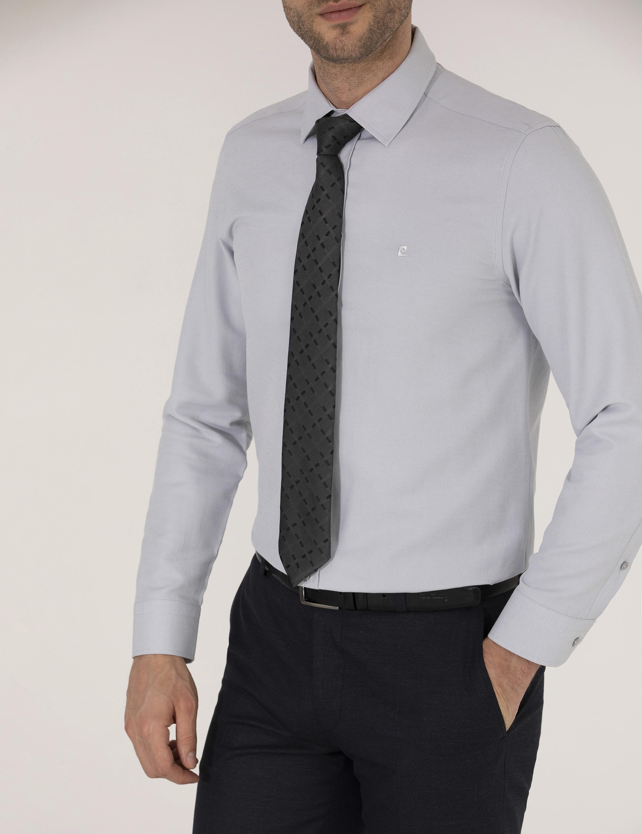 Gri Slim Fit Oxford Gömlek