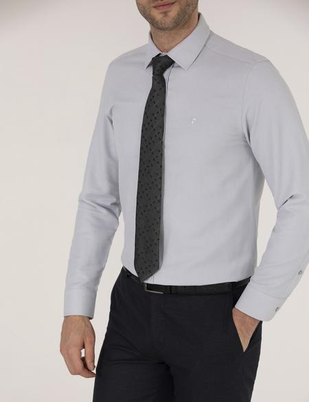 Gri Slim Fit Oxford Gömlek - 50268227043