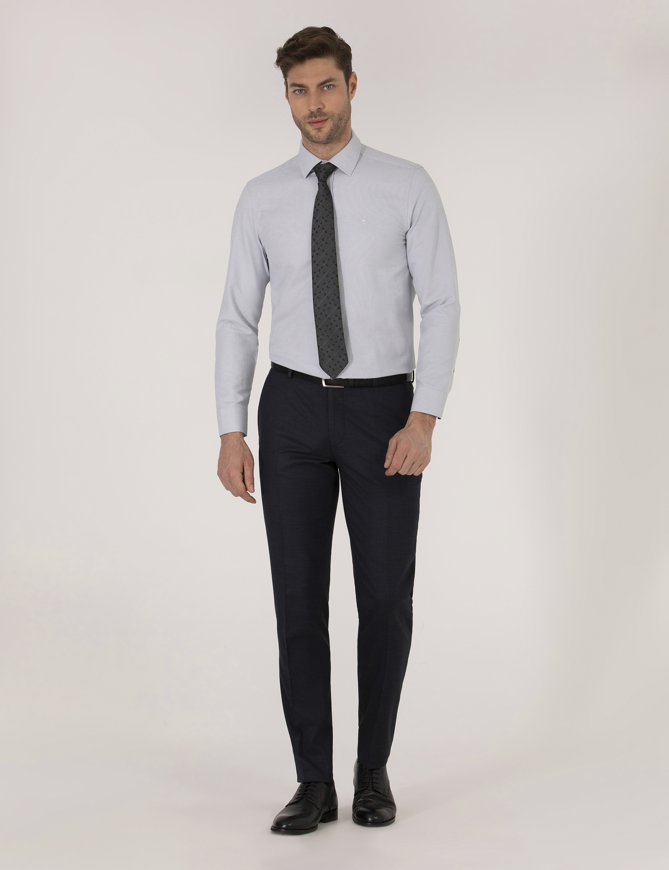 Pierre Cardin Gri Slim Fit Oxford Gömlek görsel 3