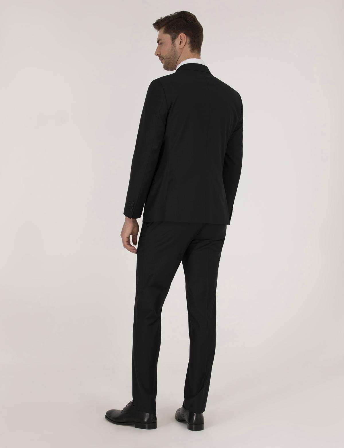 Siyah Ex. Slim Fit Kruvaze Takım Elbise - 50269248011