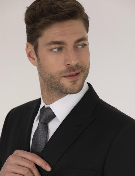 Siyah Ex. Slim Fit Kruvaze Takım Elbise - 50269248011
