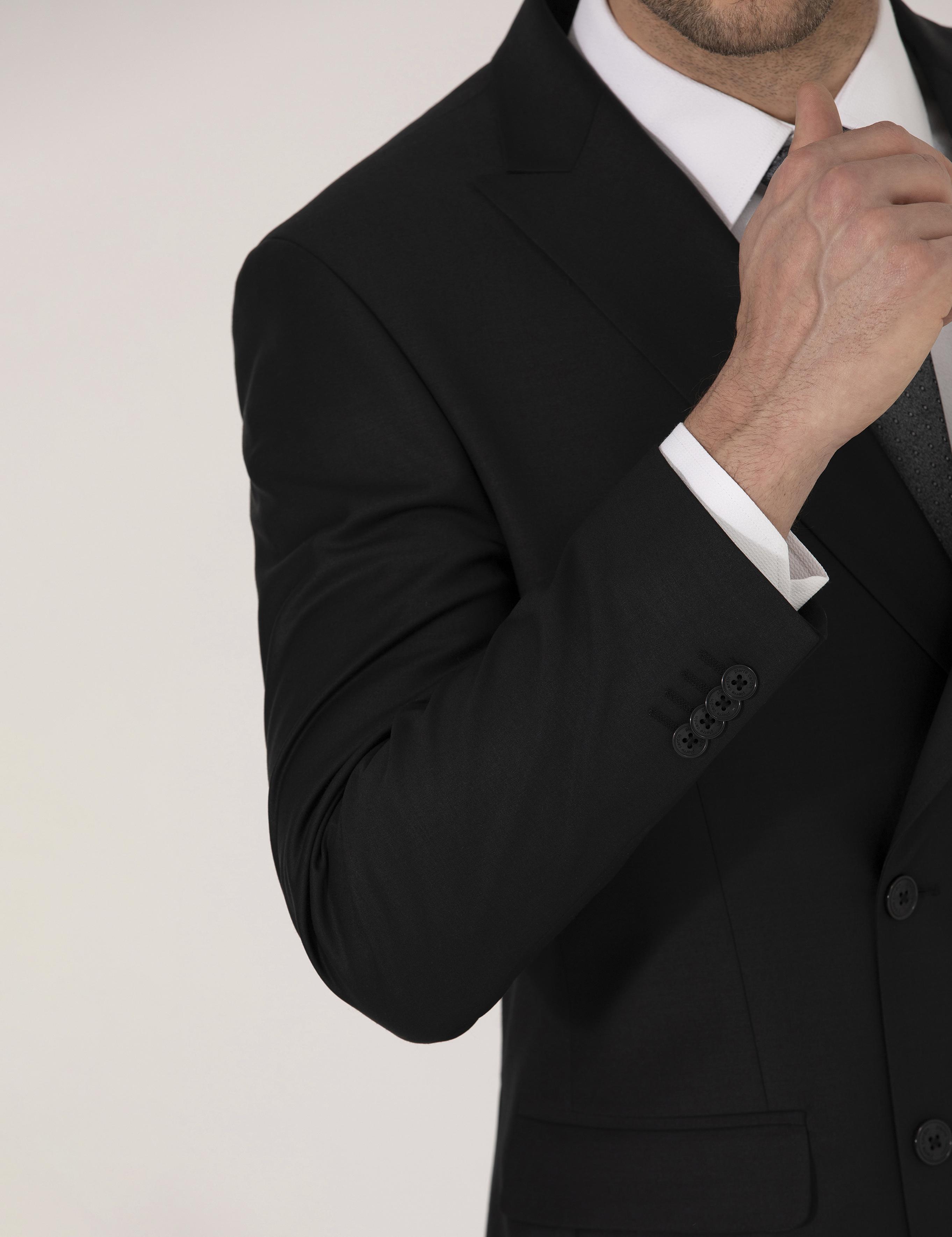 Siyah Ex. Slim Fit Kruvaze Takım Elbise