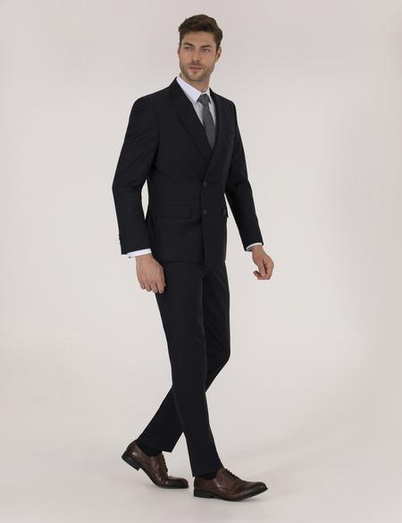 Lacivert Ex. Slim Fit Kruvaze Takım Elbise - 50269248047