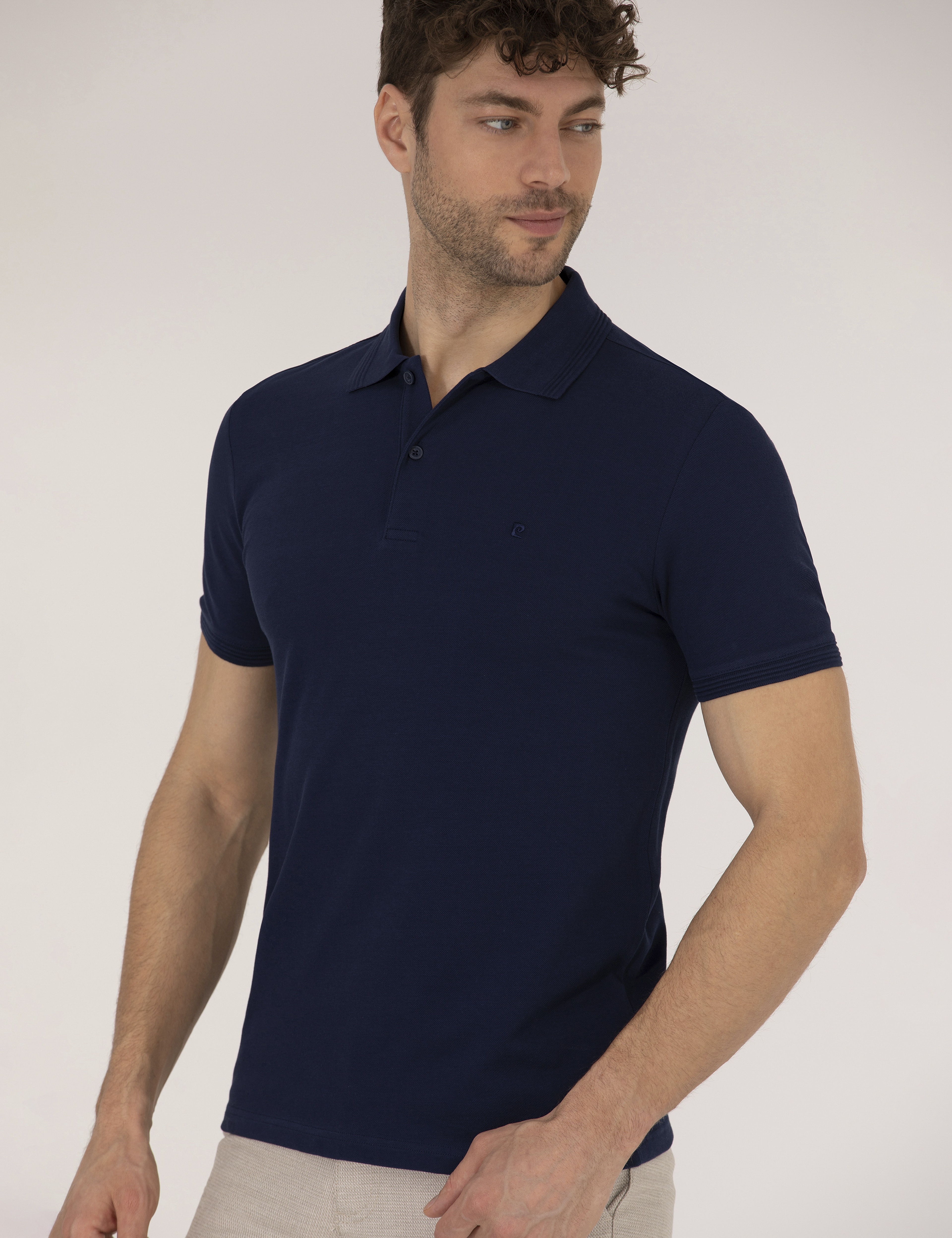 Lacivert Slim Fit Polo Yaka Basic Tişört - Image 2