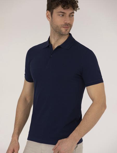 Lacivert Slim Fit Polo Yaka Basic Tişört - 50269606044