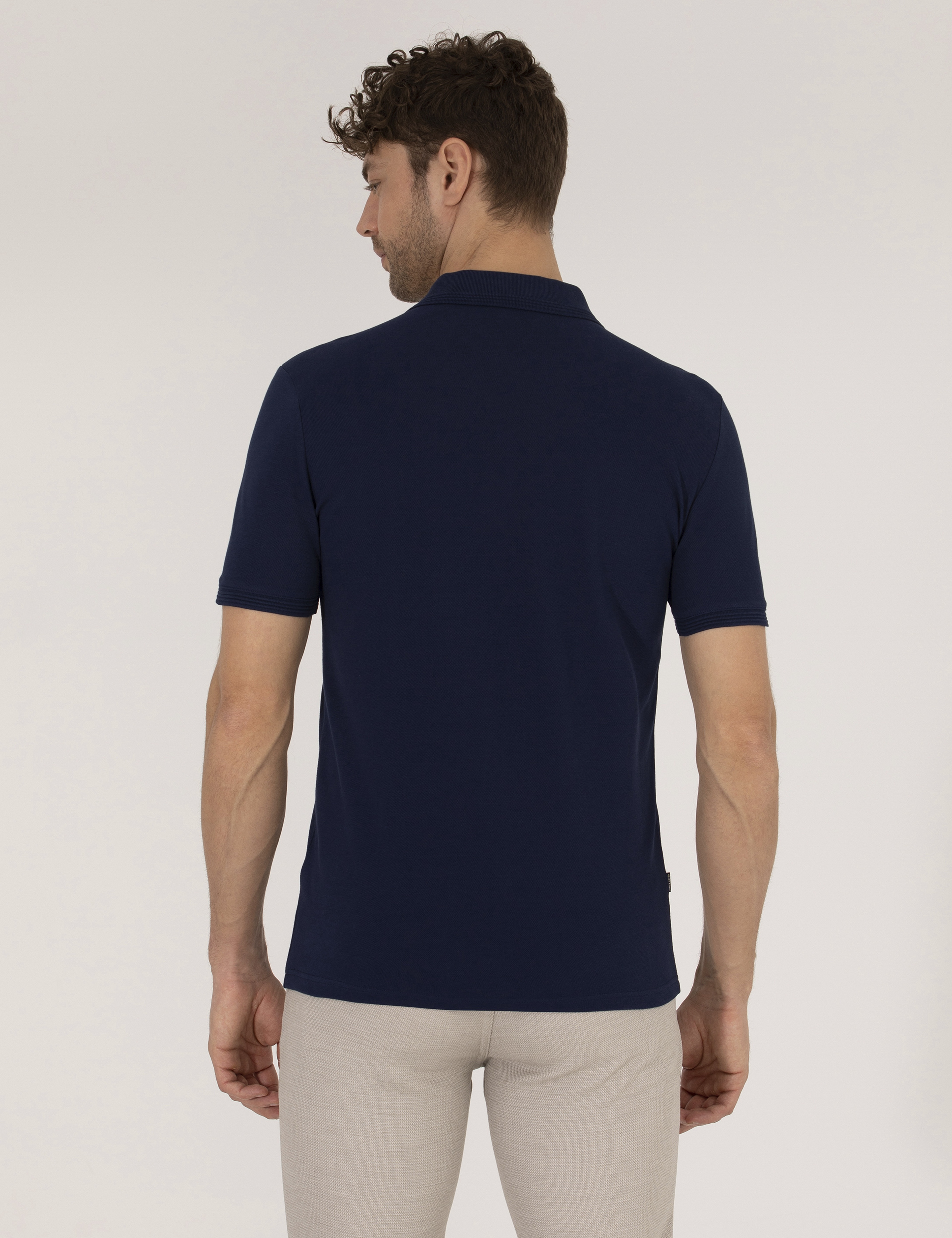 Lacivert Slim Fit Polo Yaka Basic Tişört