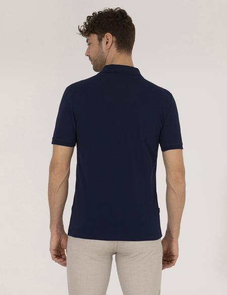 Lacivert Slim Fit Polo Yaka Basic Tişört - 50269606044