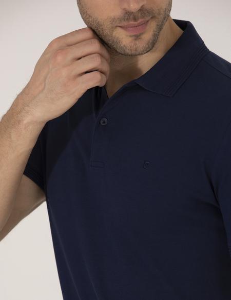 Lacivert Slim Fit Polo Yaka Basic Tişört - 50269606044