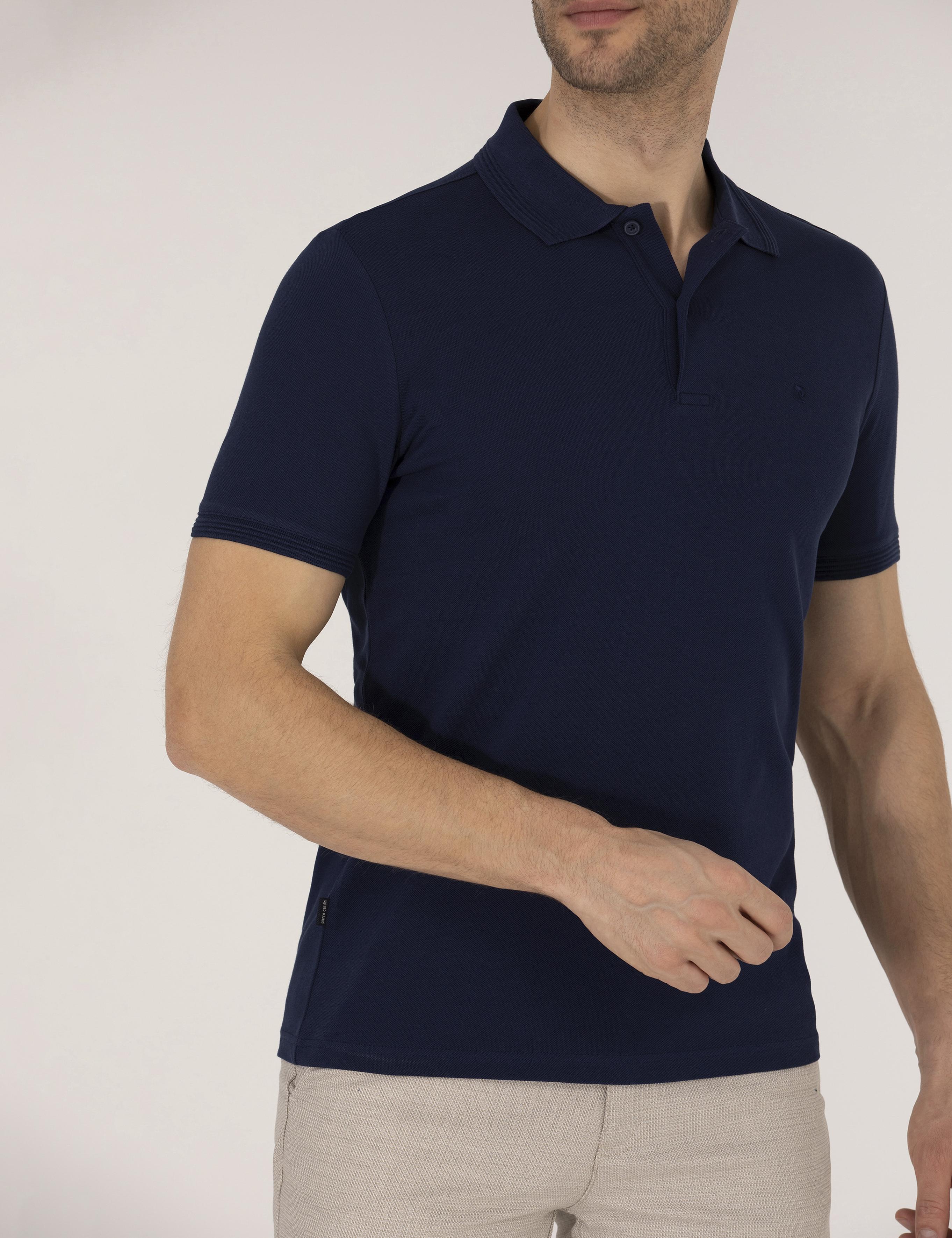Lacivert Slim Fit Polo Yaka Basic Tişört