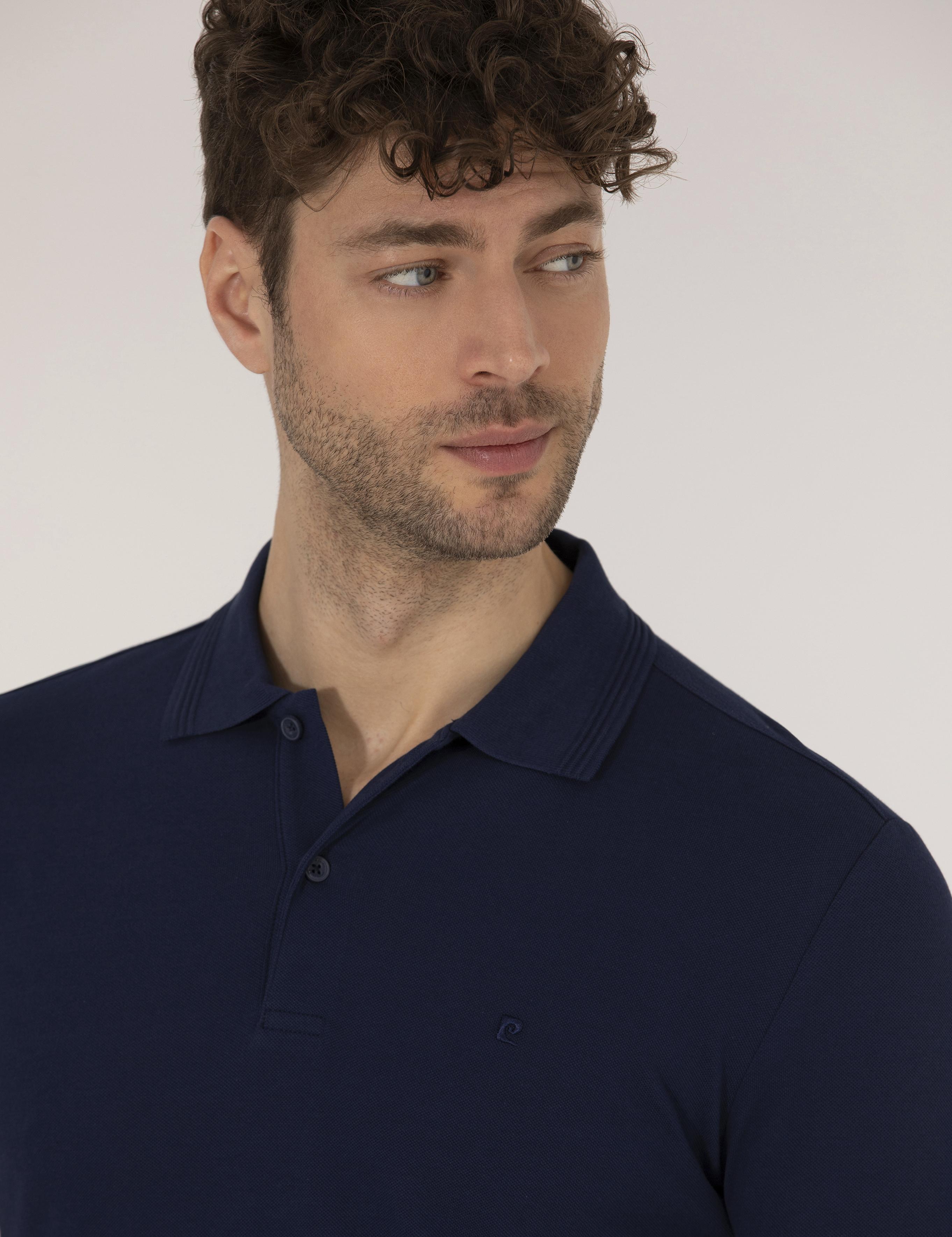 Lacivert Slim Fit Polo Yaka Basic Tişört