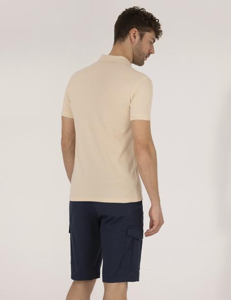 Bej Slim Fit Polo Yaka Basic Tişört - 50269606198